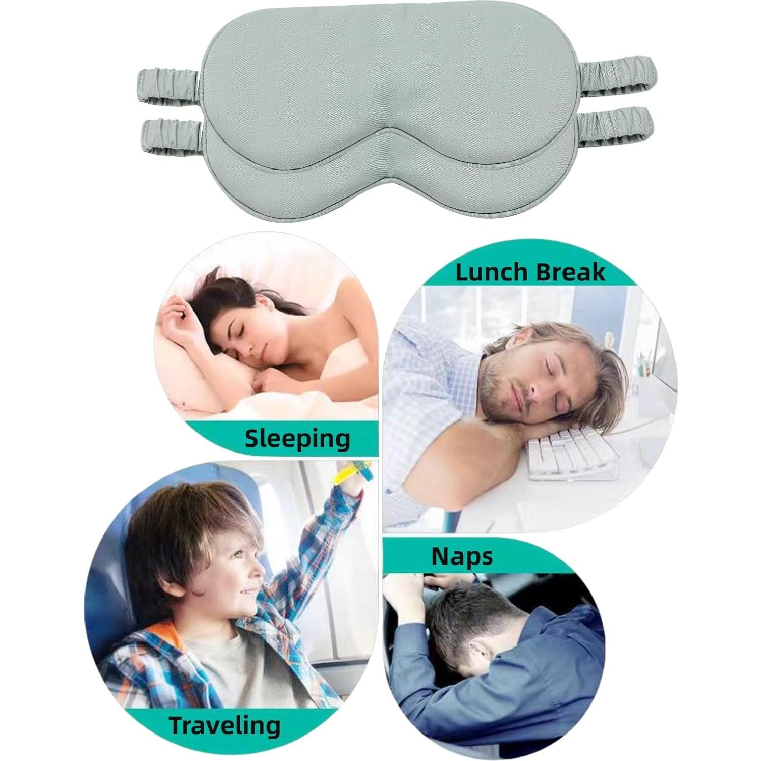 Máscara de Sueño HBHLFZ 2 Pack - Fibra de Viscosa de Bambú Gris