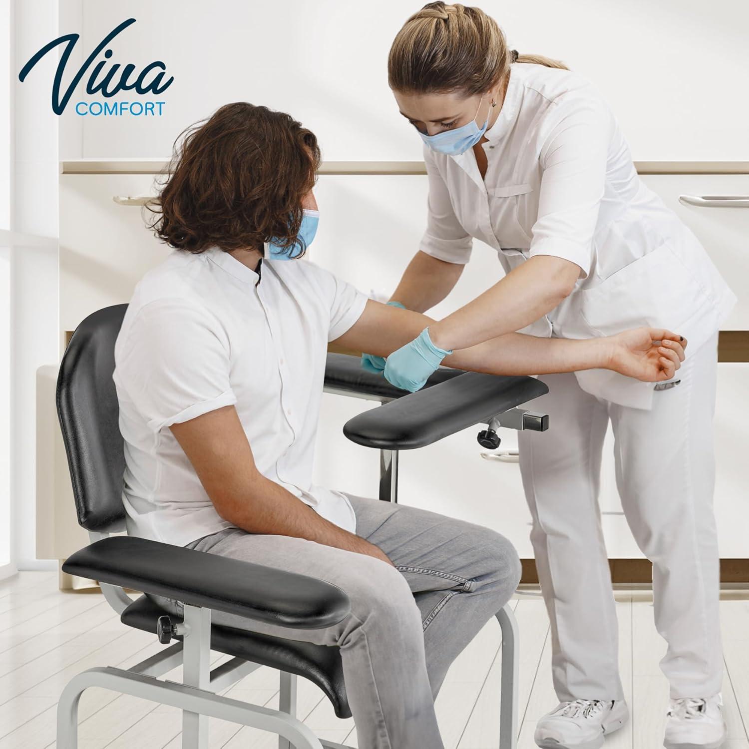 Silla de Flebotomía AdirMed Negra con Reposabrazos Ajustable