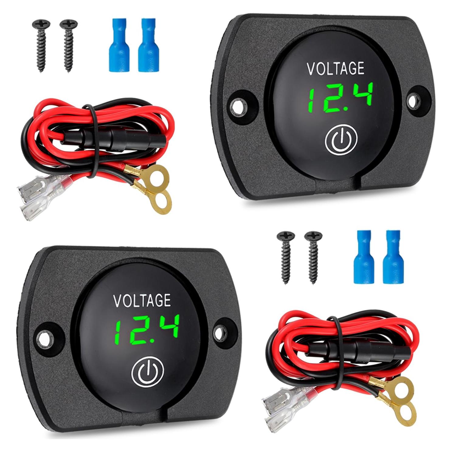 Medidor de Voltaje Digital EPLZON 12V 24V Impermeable Verde