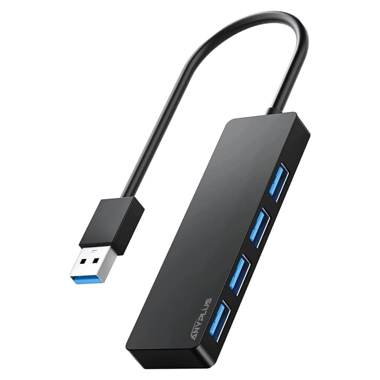 Hub USB 3.0 ANYPLUS 4 Puertos Adaptador Portátil Negro