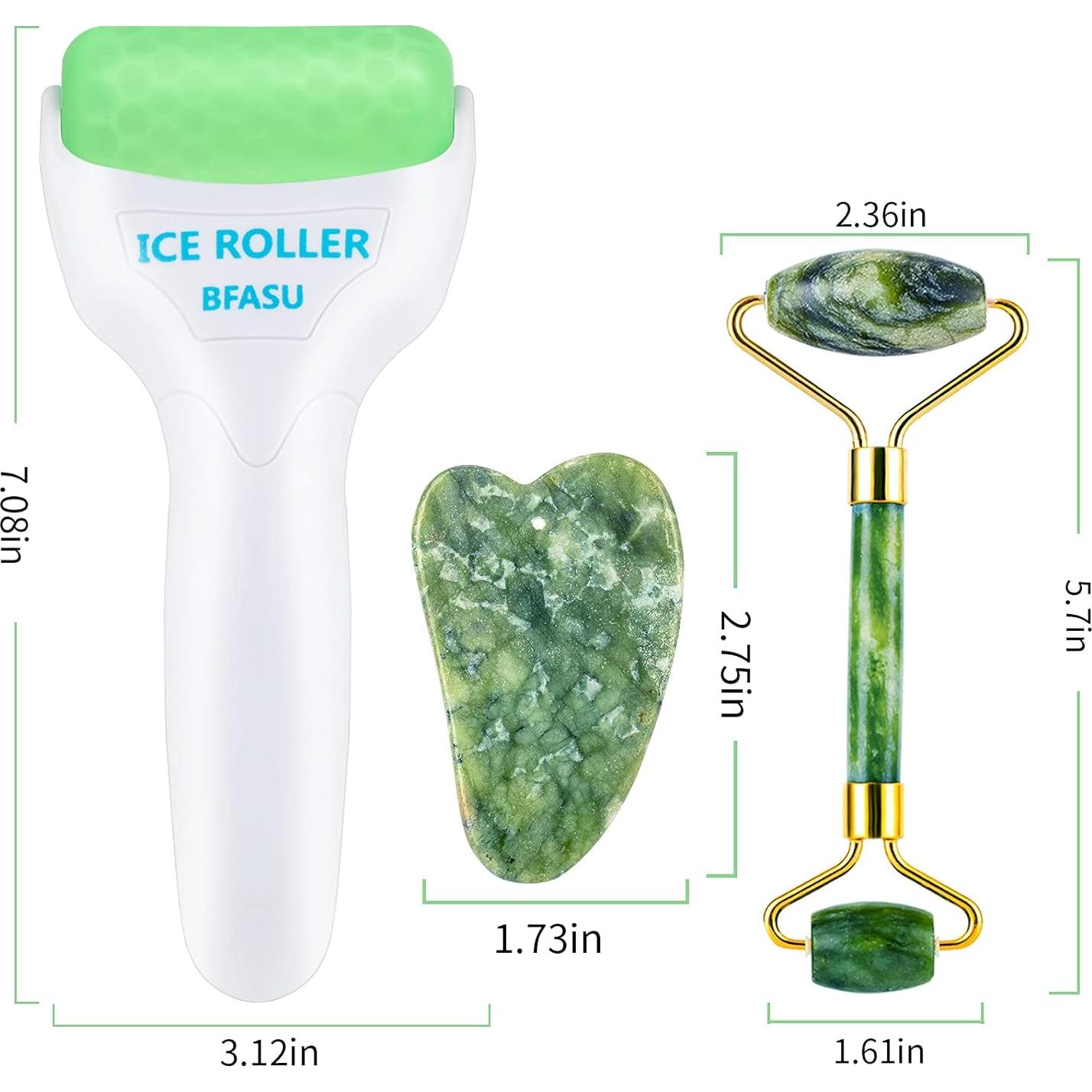 Juego de Rodillos Faciales 3 en 1 BFASU - Rodillo de Hielo y Jade