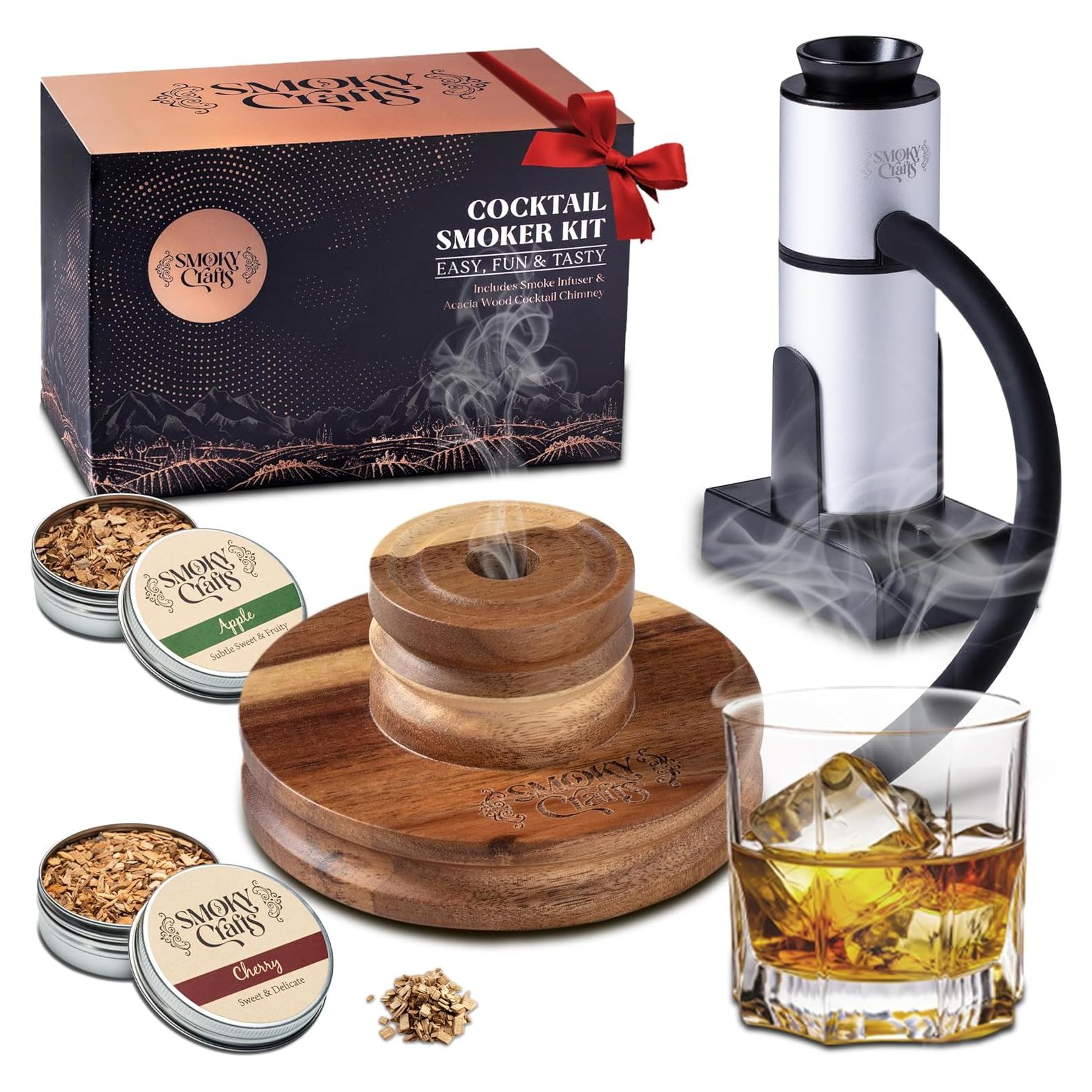Kit de Ahumador de Whiskey Smoky Crafts SC-007 con Astillas de Madera