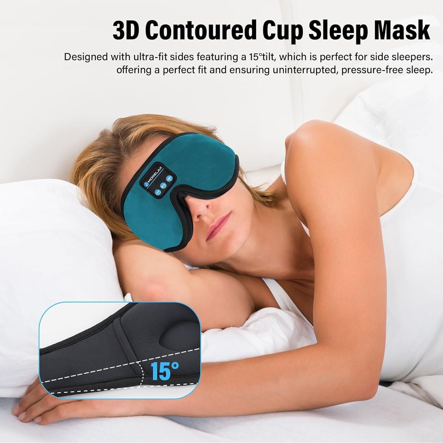 Máscara para dormir Bluetooth Morelax 3D Turquesa con auriculares