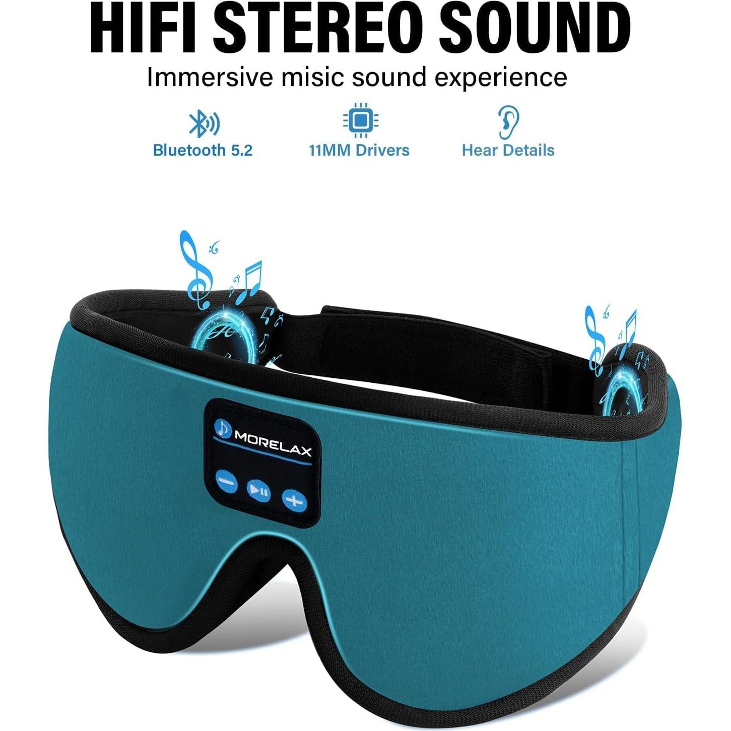 Máscara para dormir Bluetooth Morelax 3D Turquesa con auriculares