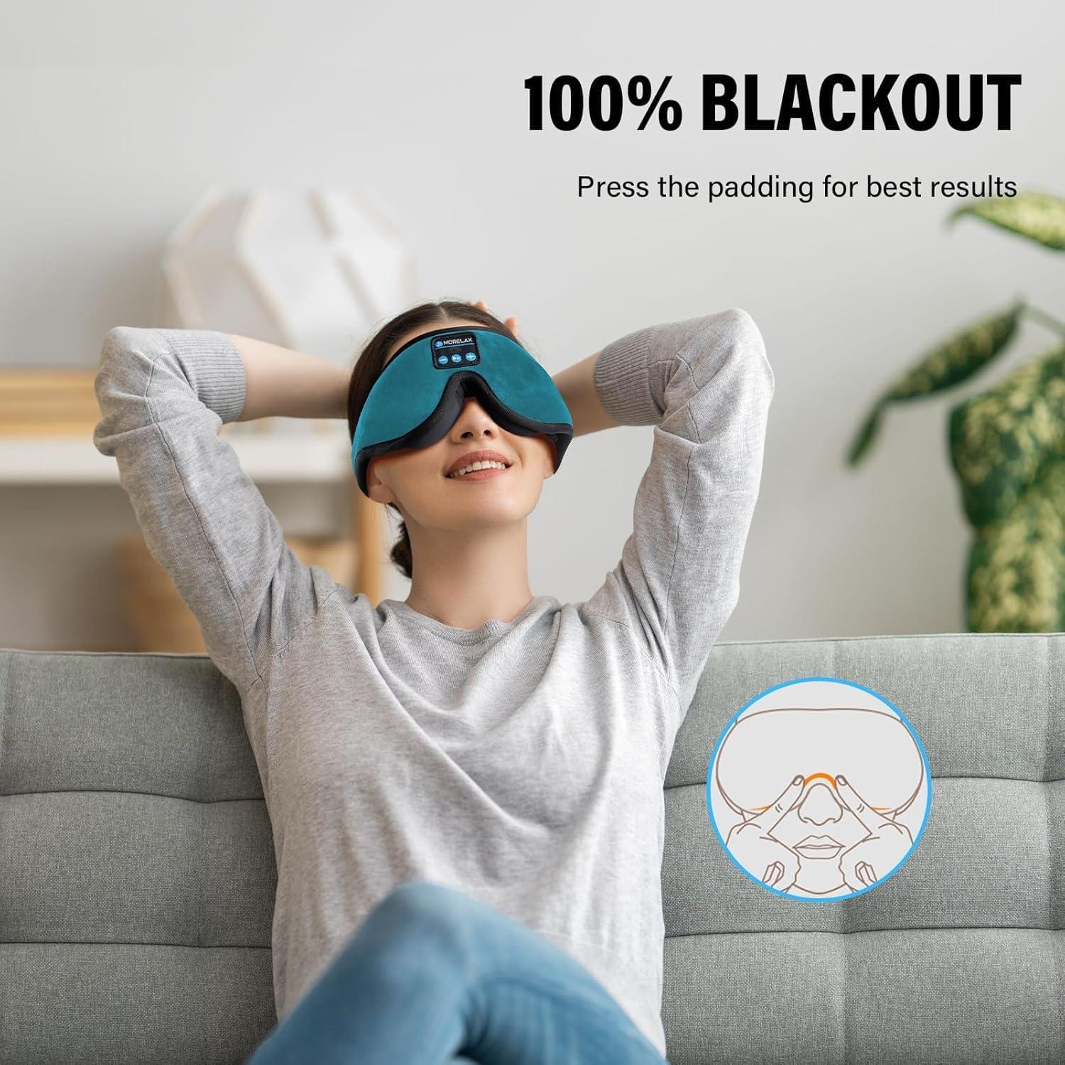 Máscara para dormir Bluetooth Morelax 3D Turquesa con auriculares