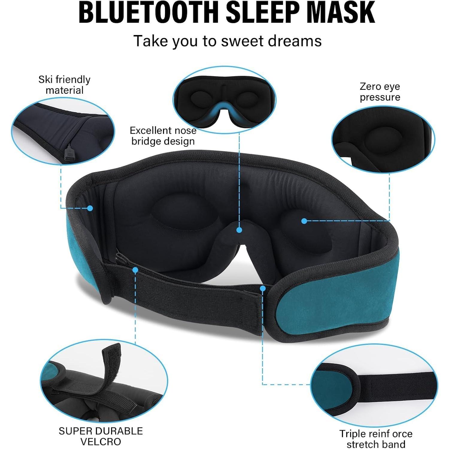 Máscara para dormir Bluetooth Morelax 3D Turquesa con auriculares