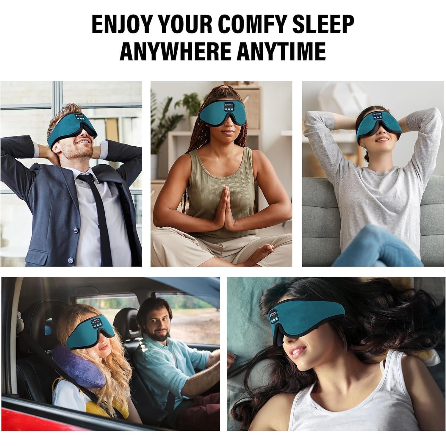 Máscara para dormir Bluetooth Morelax 3D Turquesa con auriculares