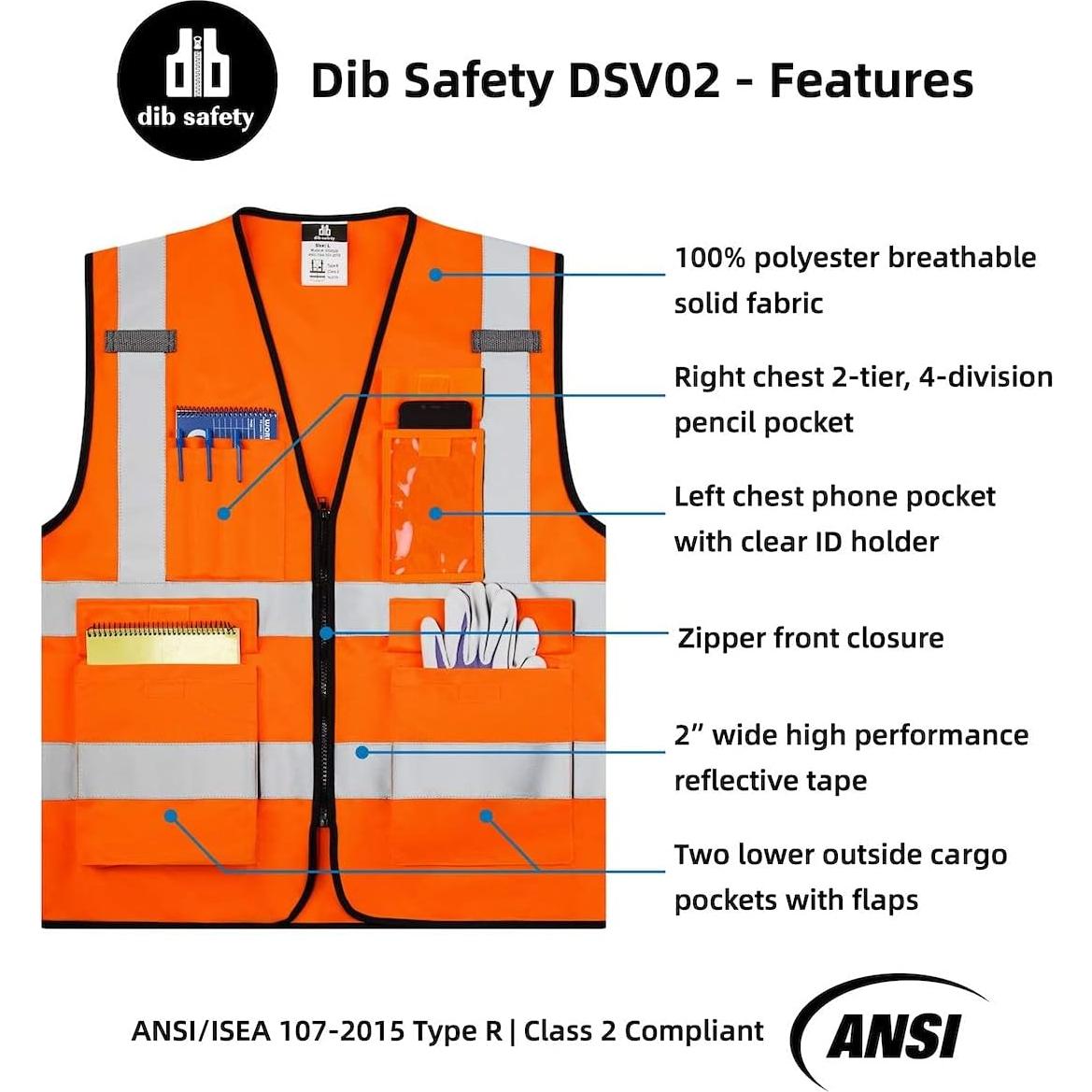 Chaleco de Seguridad Dib Safety Naranja Alta Visibilidad M