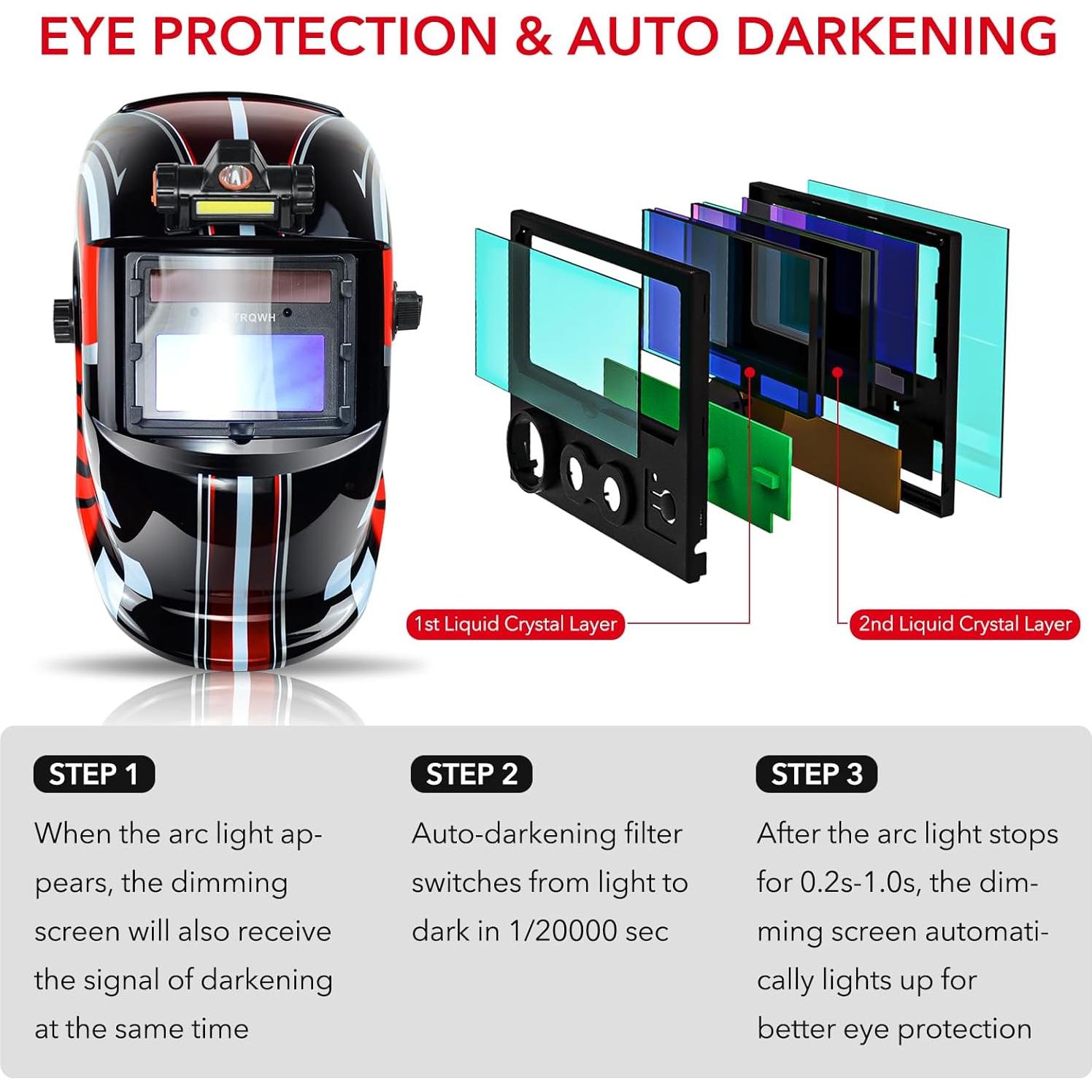 Casco de Soldadura TRQWH HD02 con Oscurecimiento Automático