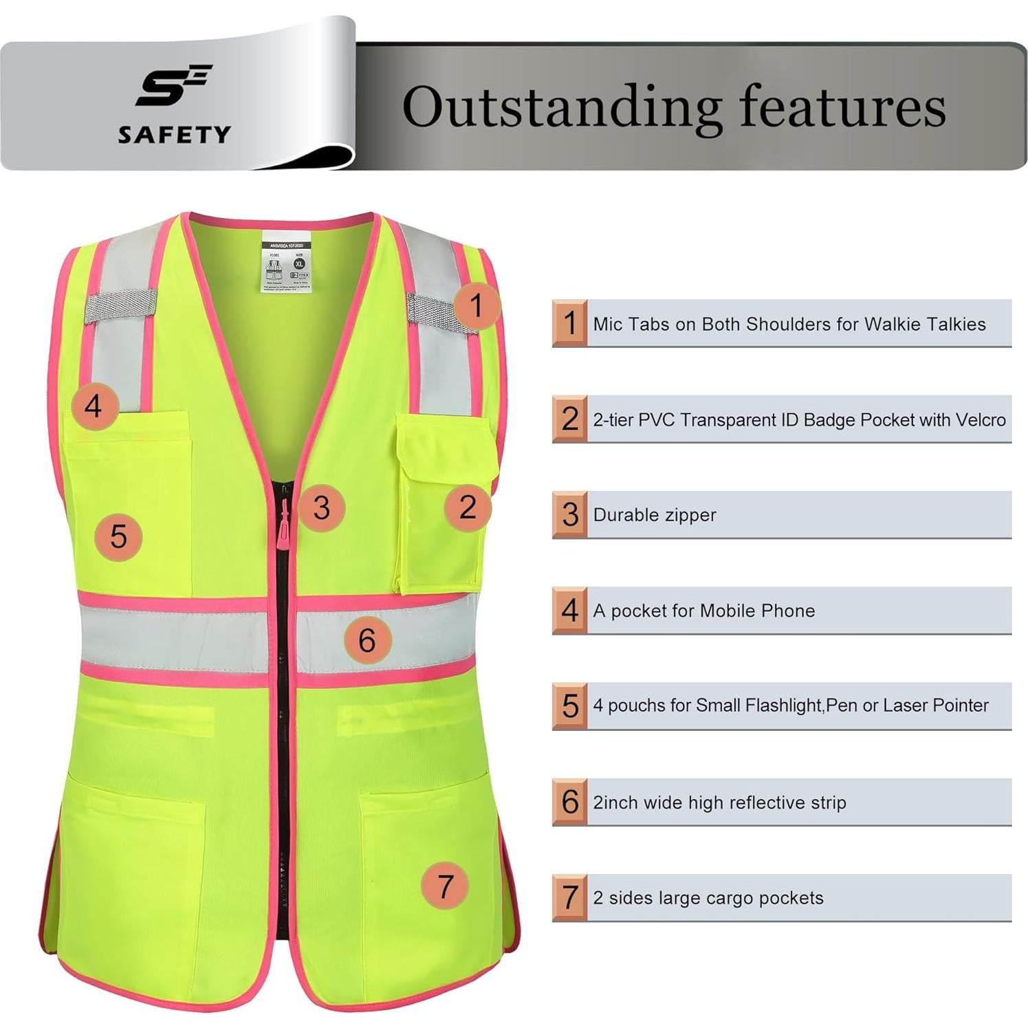 Chaleco de Seguridad Amarillo Mujer V1081-S Reflectante