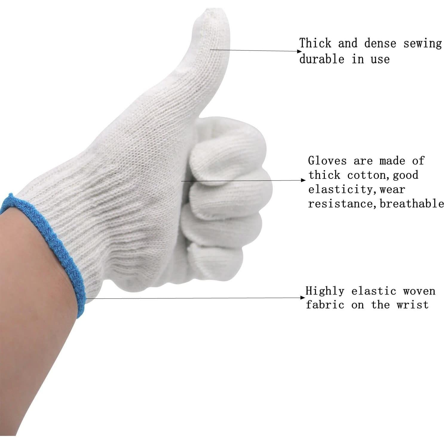 Guantes de Trabajo DOWEI 12 Pares Algodón y Poliéster