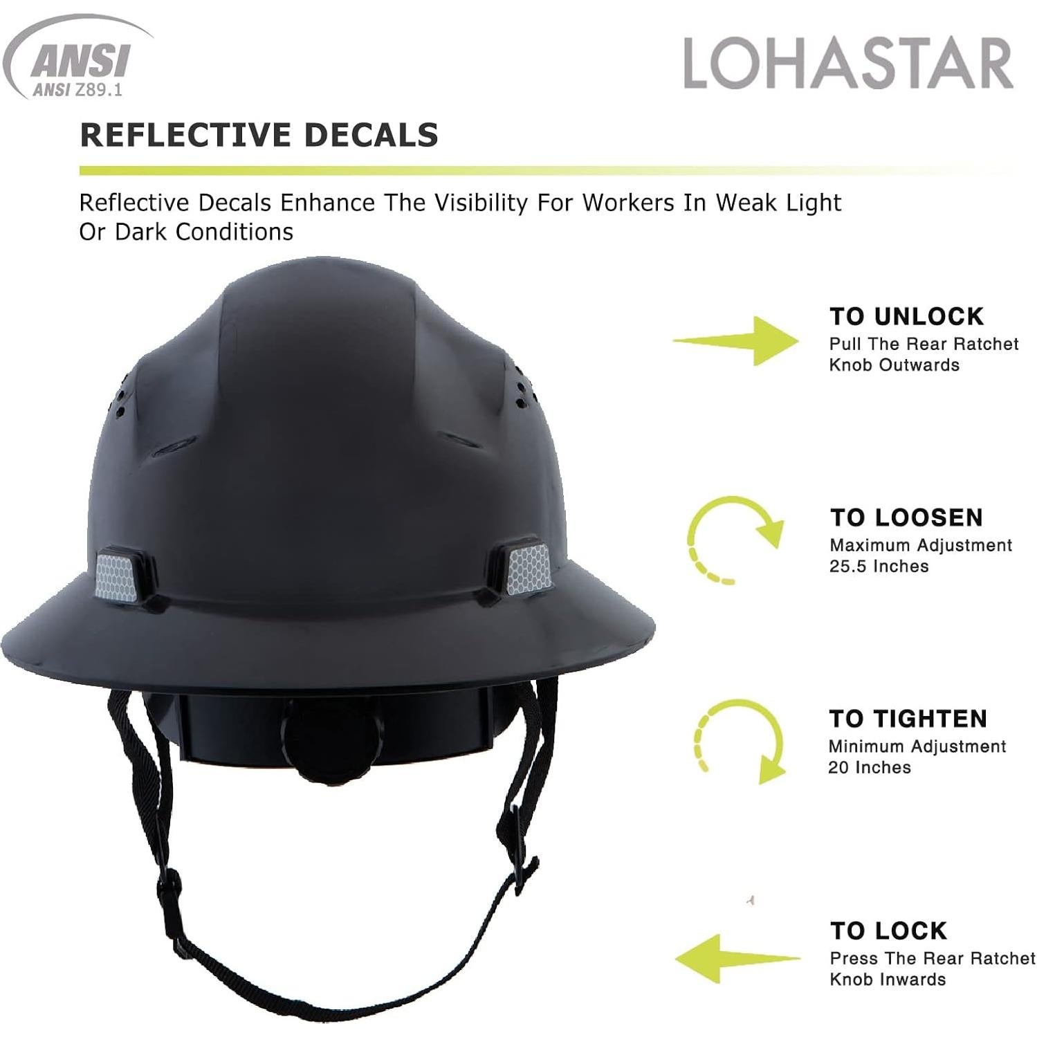 Casco de Seguridad Lohastar Win-Black Ventilado 32.2cm