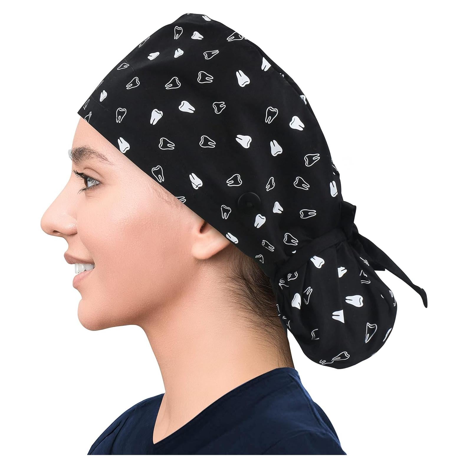 Gorro de Trabajo Ajustable Algodón con Botón y Banda Absorbente