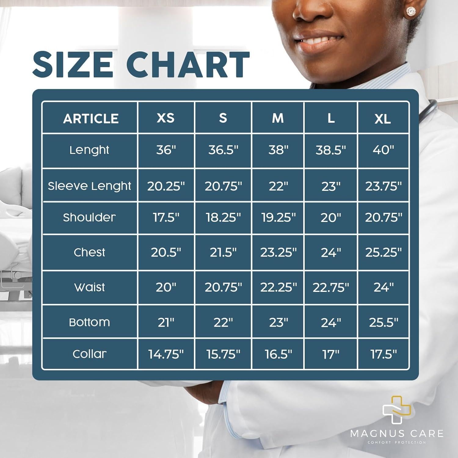 Bata de Laboratorio Unisex Magnus Care Blanca 104 cm