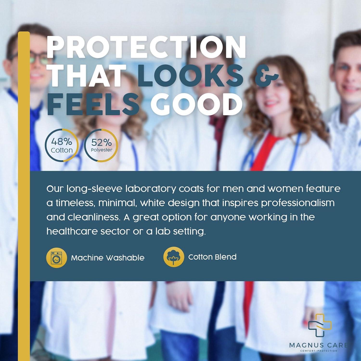 Bata de Laboratorio Unisex Magnus Care Blanca 104 cm