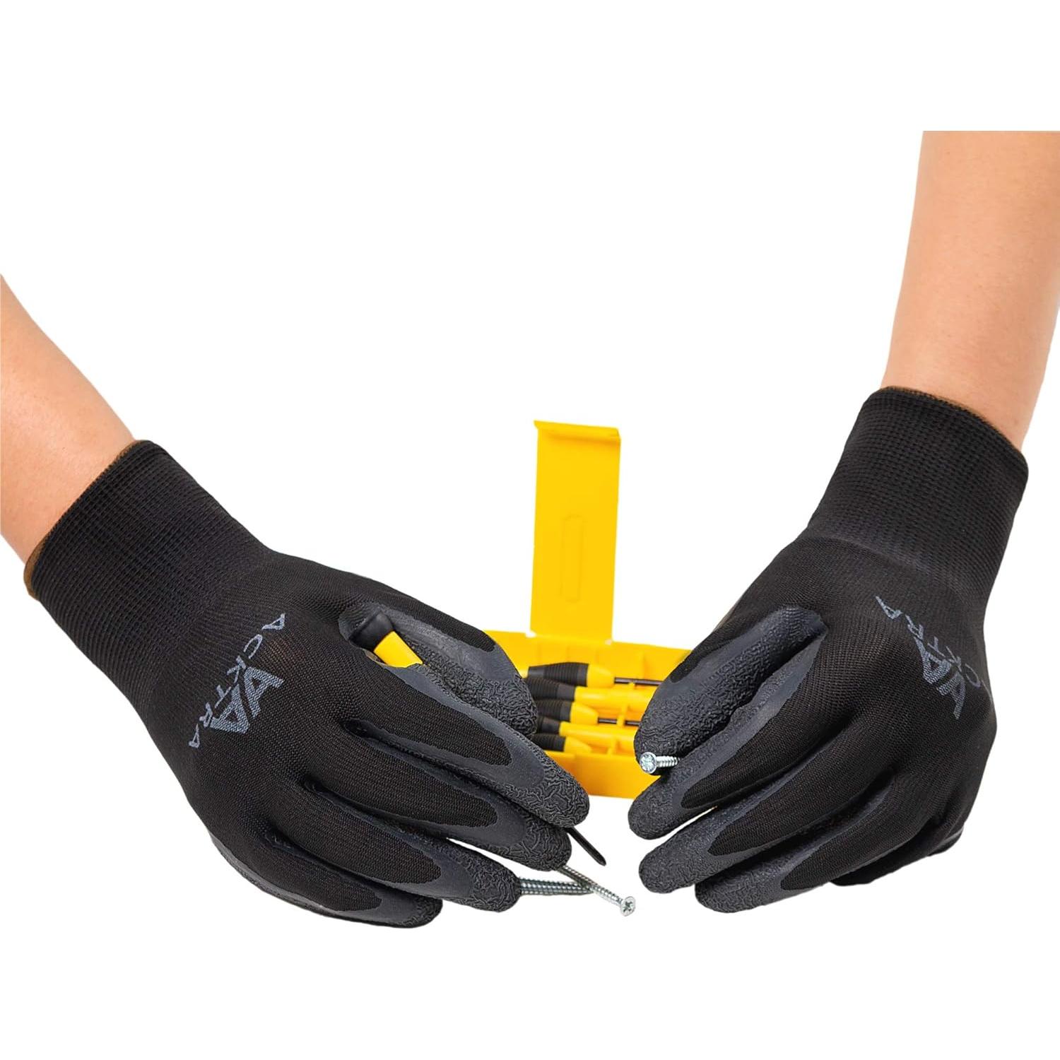 Guantes de Trabajo Acktra WG008 Nylon Rojo Negro 12 Pares