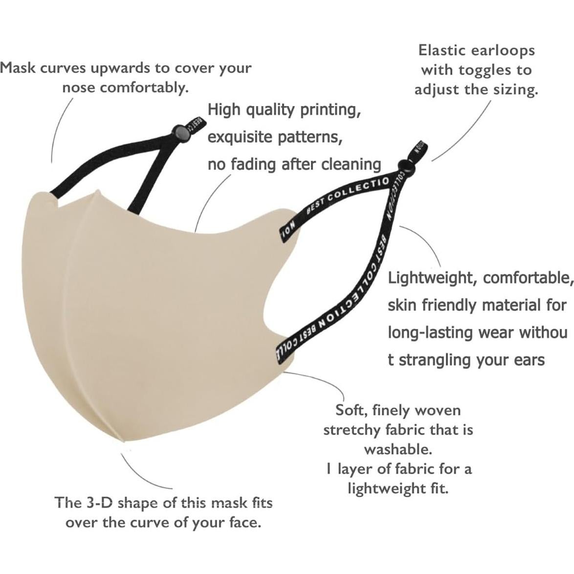 Mascarillas Faciales Reutilizables OMG Decor 6 Piezas Seda Fría