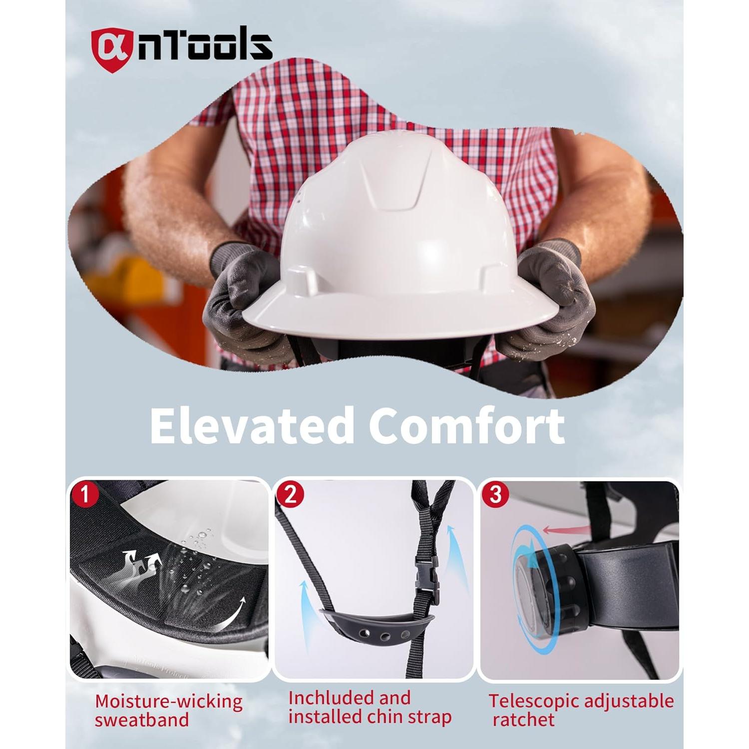 Casco de construcción AnTools blanco con suspensión ajustable