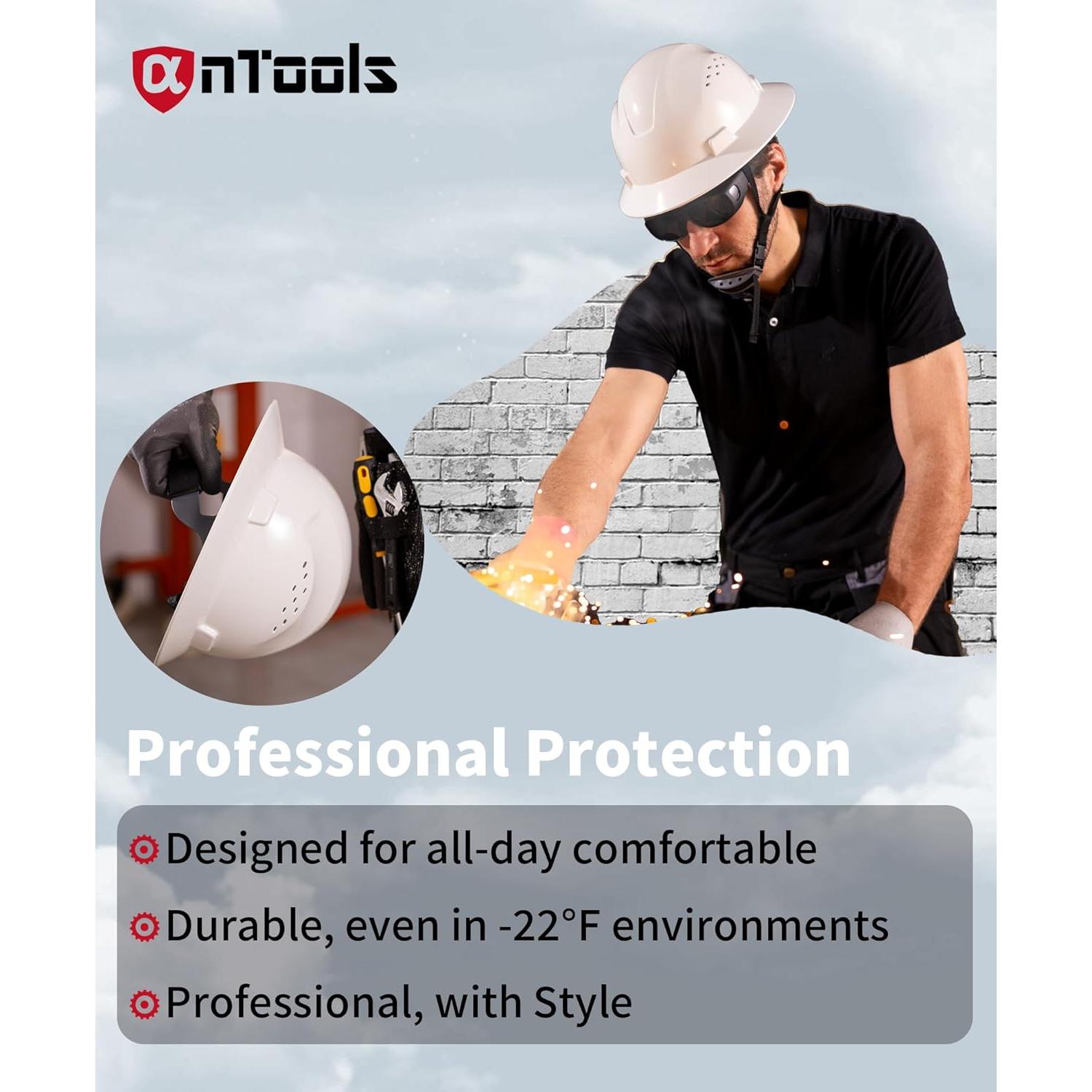 Casco de construcción AnTools blanco con suspensión ajustable