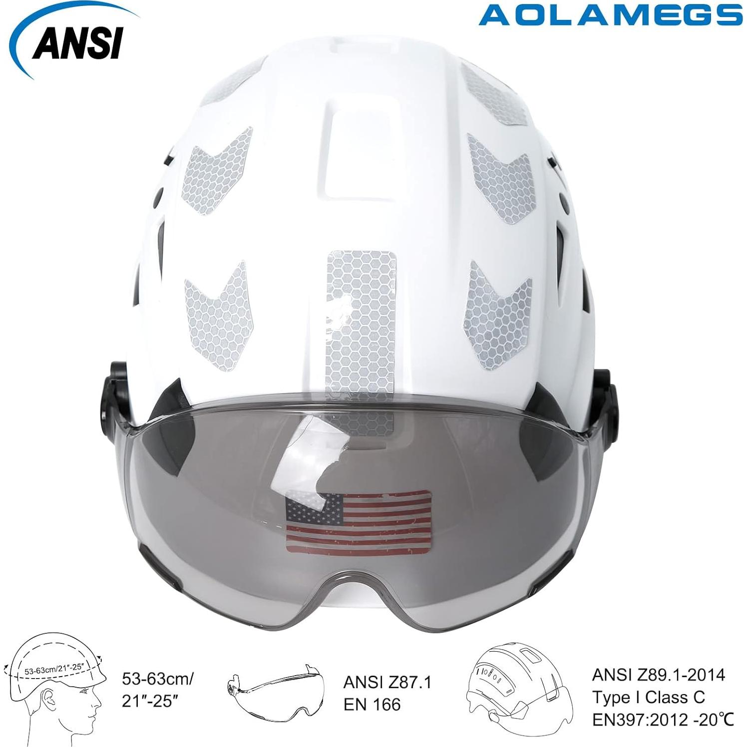 Casco de Seguridad Aolamegs Blanco con Visera Ahumada