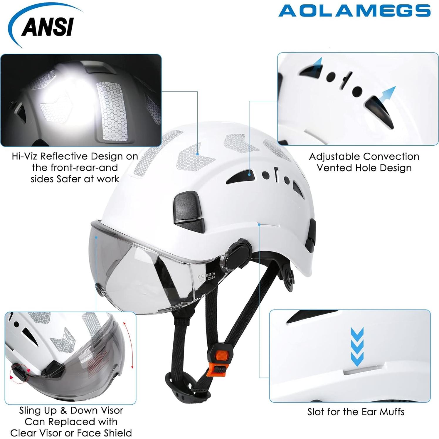 Casco de Seguridad Aolamegs Blanco con Visera Ahumada
