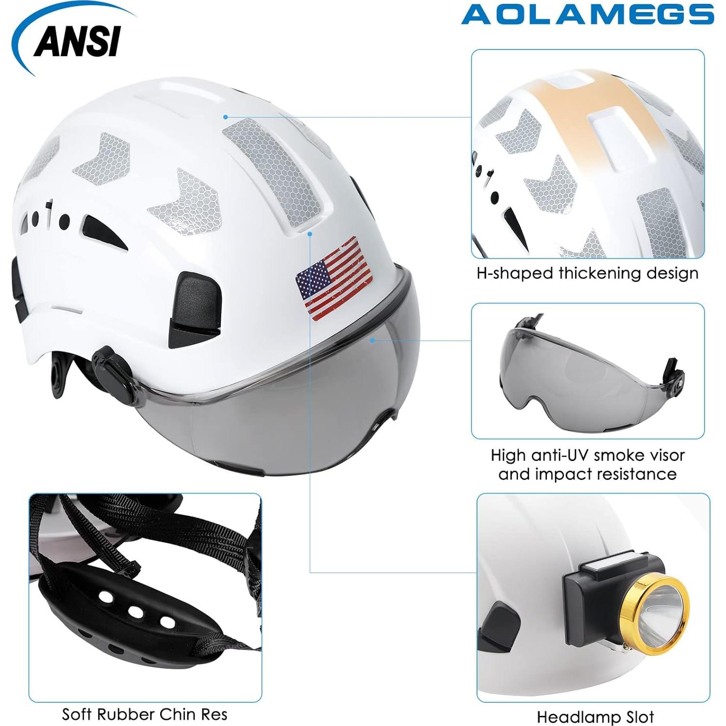 Casco de Seguridad Aolamegs Blanco con Visera Ahumada