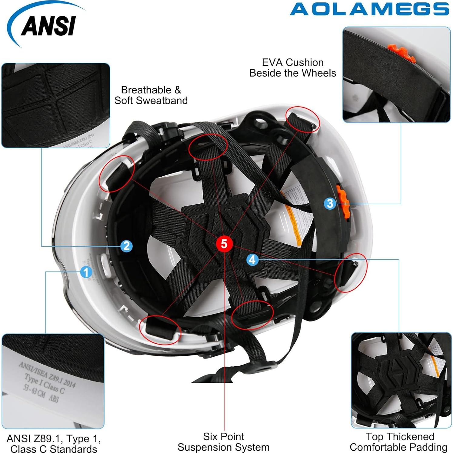 Casco de Seguridad Aolamegs Blanco con Visera Ahumada