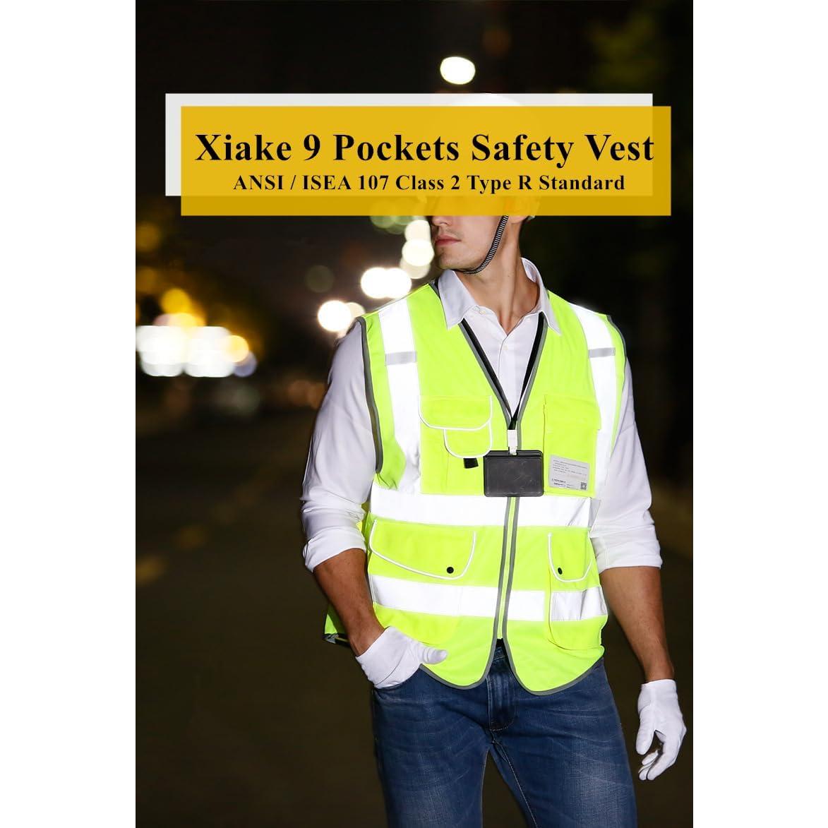Chaleco de Seguridad XIAKE Amarillo Reflectante 9 Bolsillos