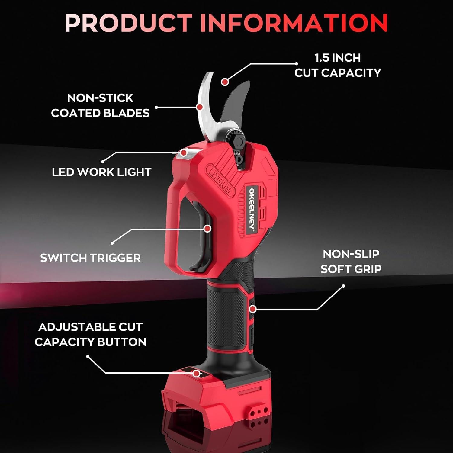 Tijeras de Podar Eléctricas Okeelney para Milwaukee 18V, 1.5"