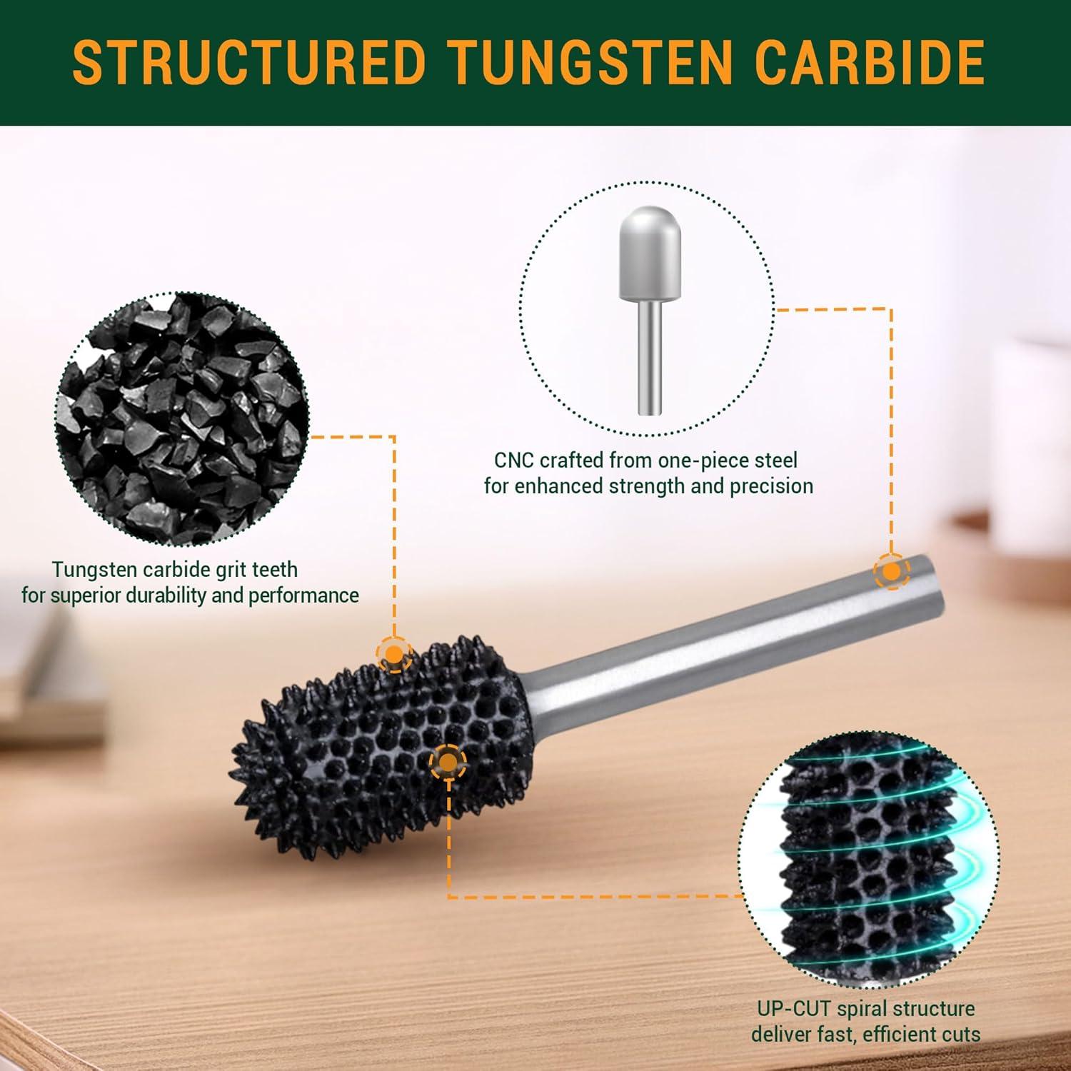 Burr Rotativo Nariz de Bola ToolTrek 3.175 mm Carburo Tungsteno