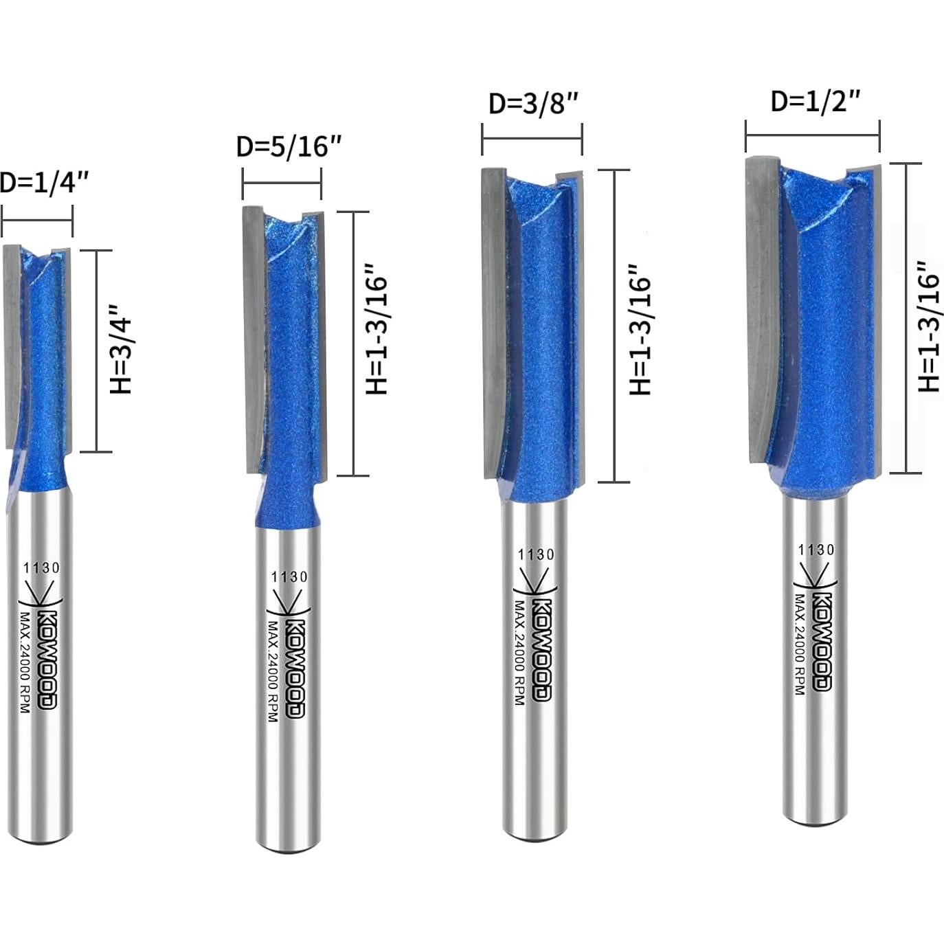 Juego de Brocas de Router KOWOOD Plus Doble Filo 6.35-12.7 mm