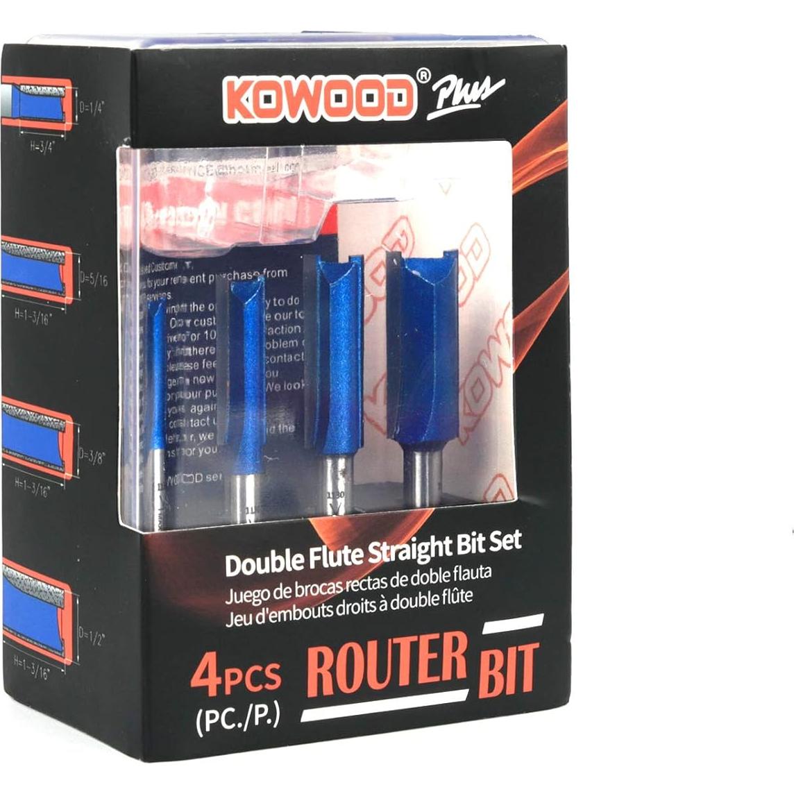 Juego de Brocas de Router KOWOOD Plus Doble Filo 6.35-12.7 mm
