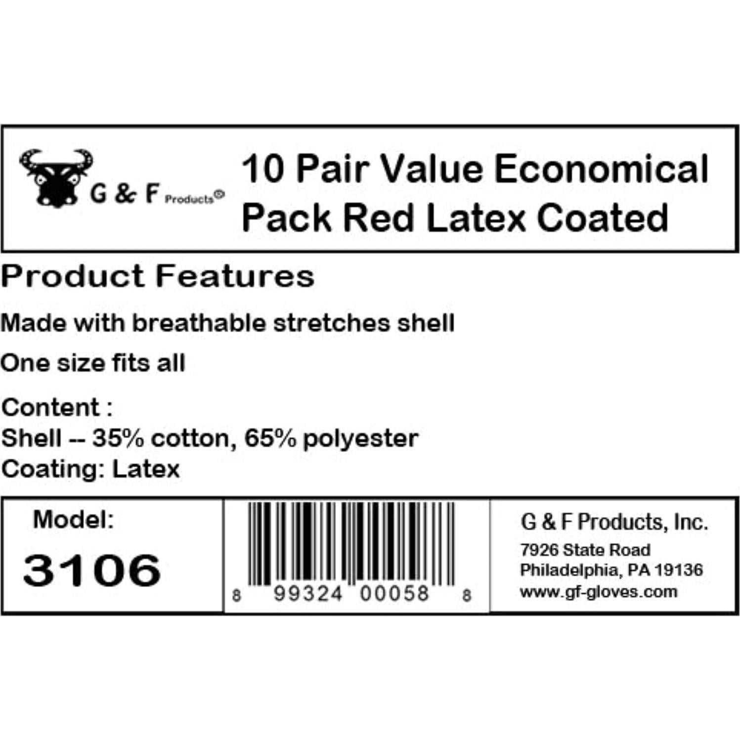 Guantes de Trabajo G & F 3106-10 Nitrilo Rojo 10 Pares