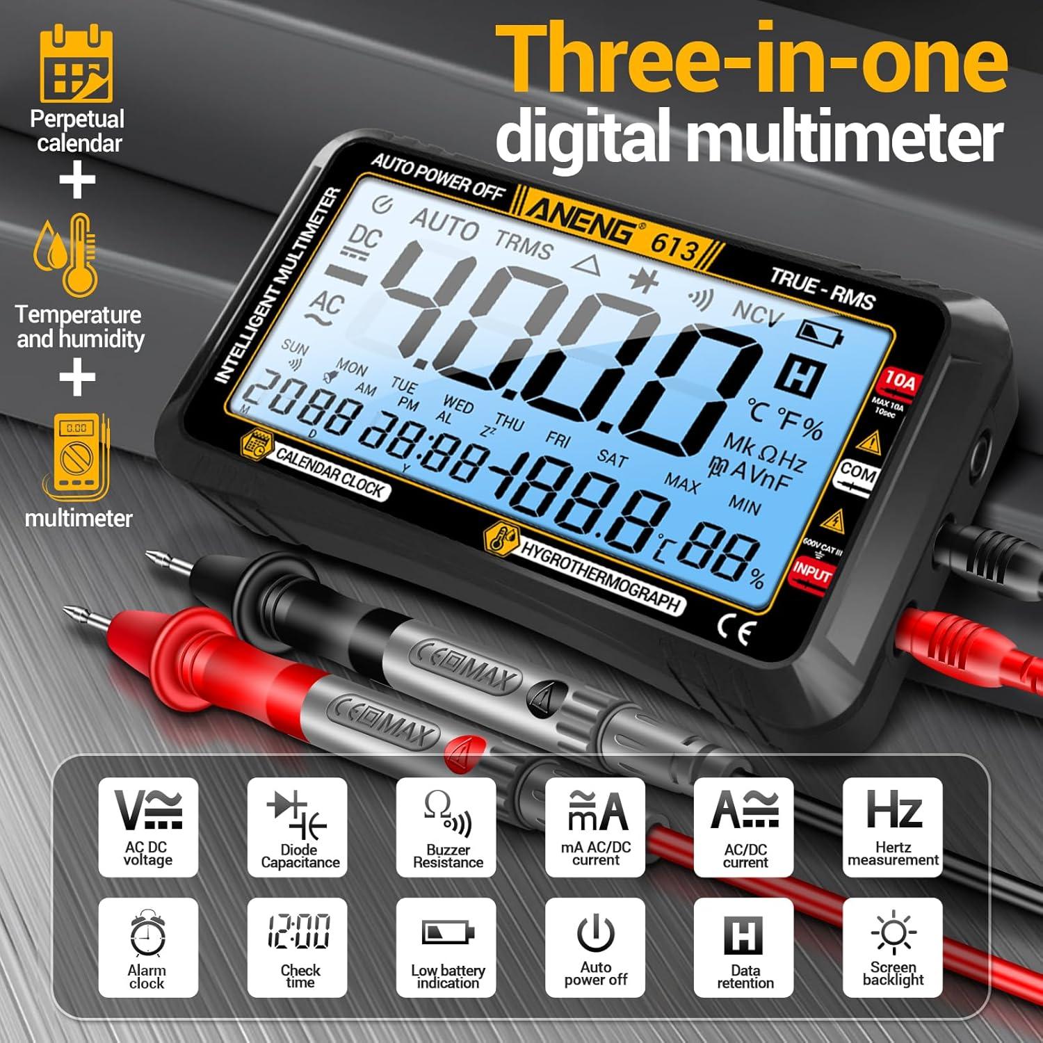 Multímetro Digital ANENG 613 con Pantalla Grande y Funciones