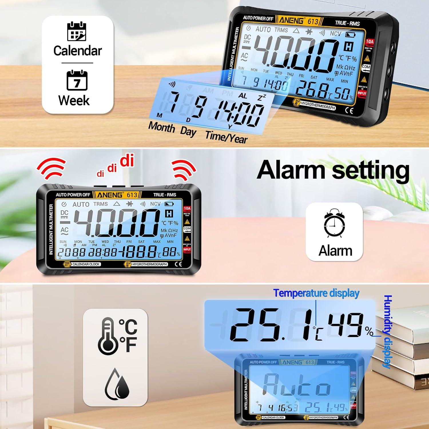 Multímetro Digital ANENG 613 con Pantalla Grande y Funciones
