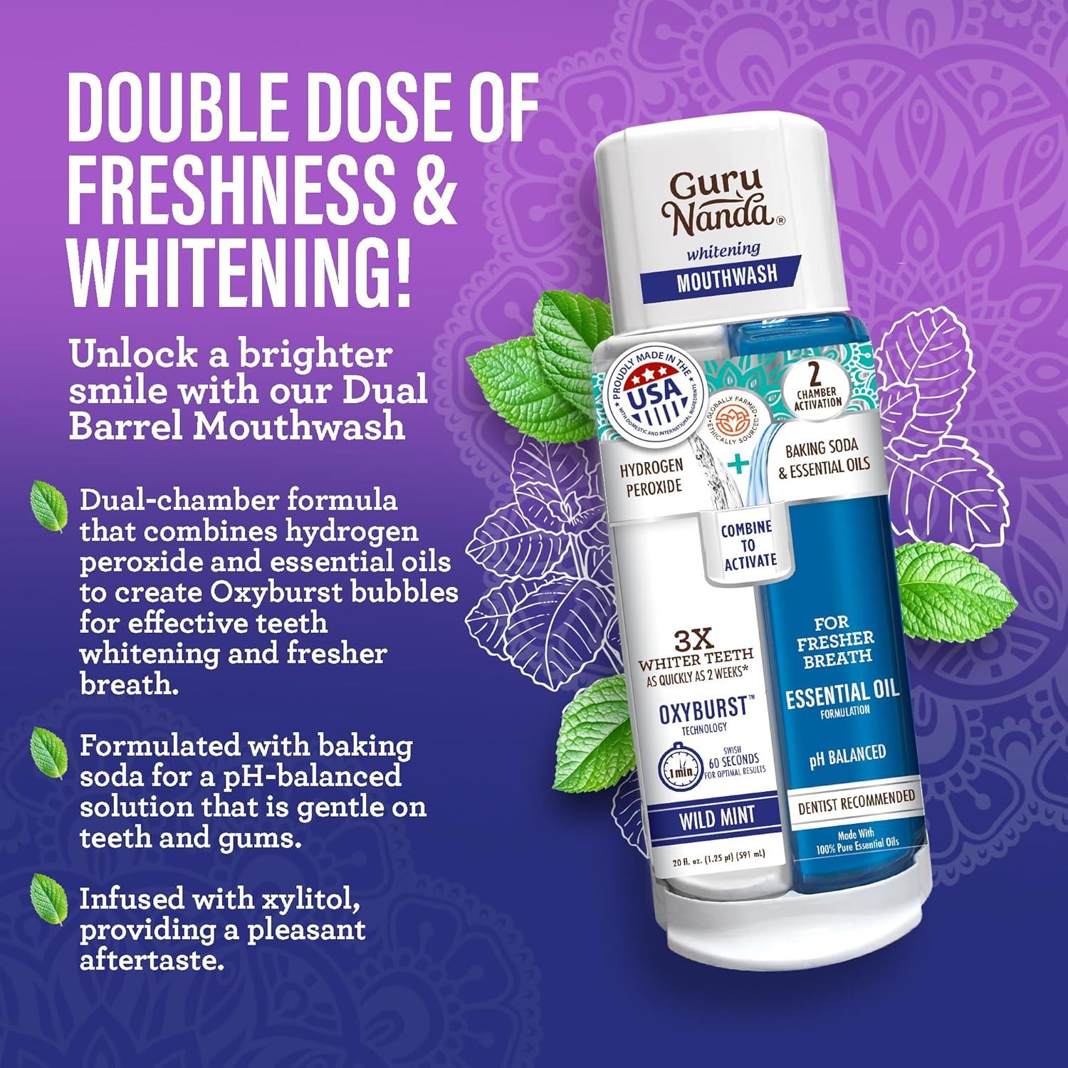 Kit de Cuidado Bucal GuruNanda Carbón 155ml - Blanqueador