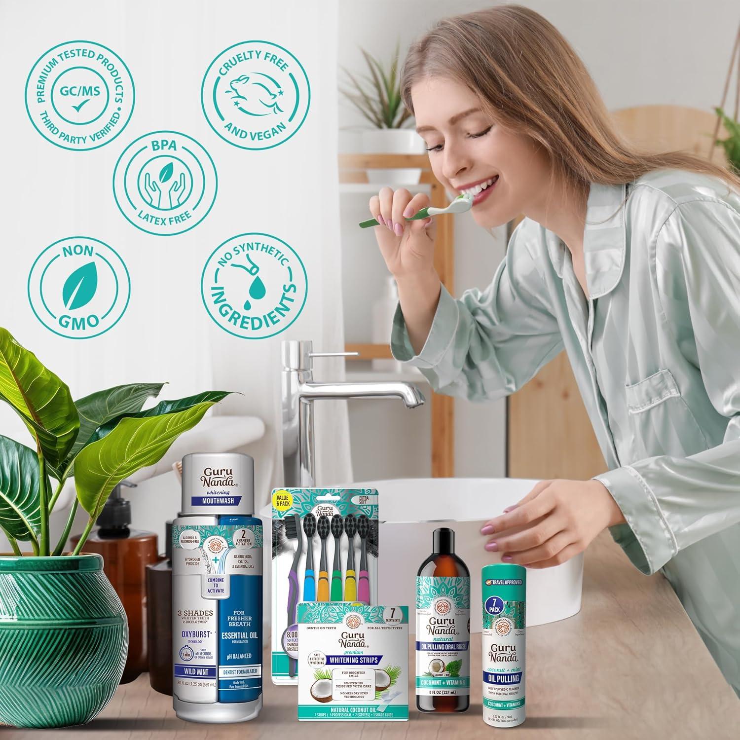 Kit de Cuidado Bucal GuruNanda Carbón 155ml - Blanqueador