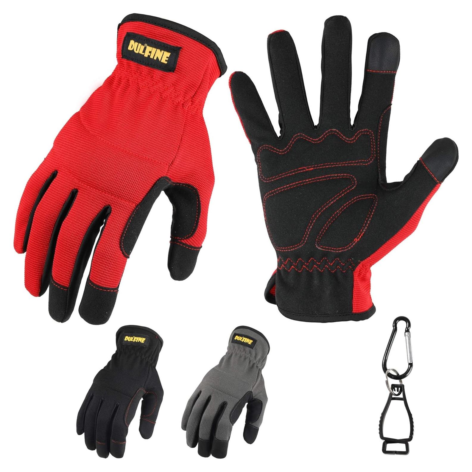 DULFINE Guantes de Trabajo Medianos Rojo 3 Pares Alta Destreza