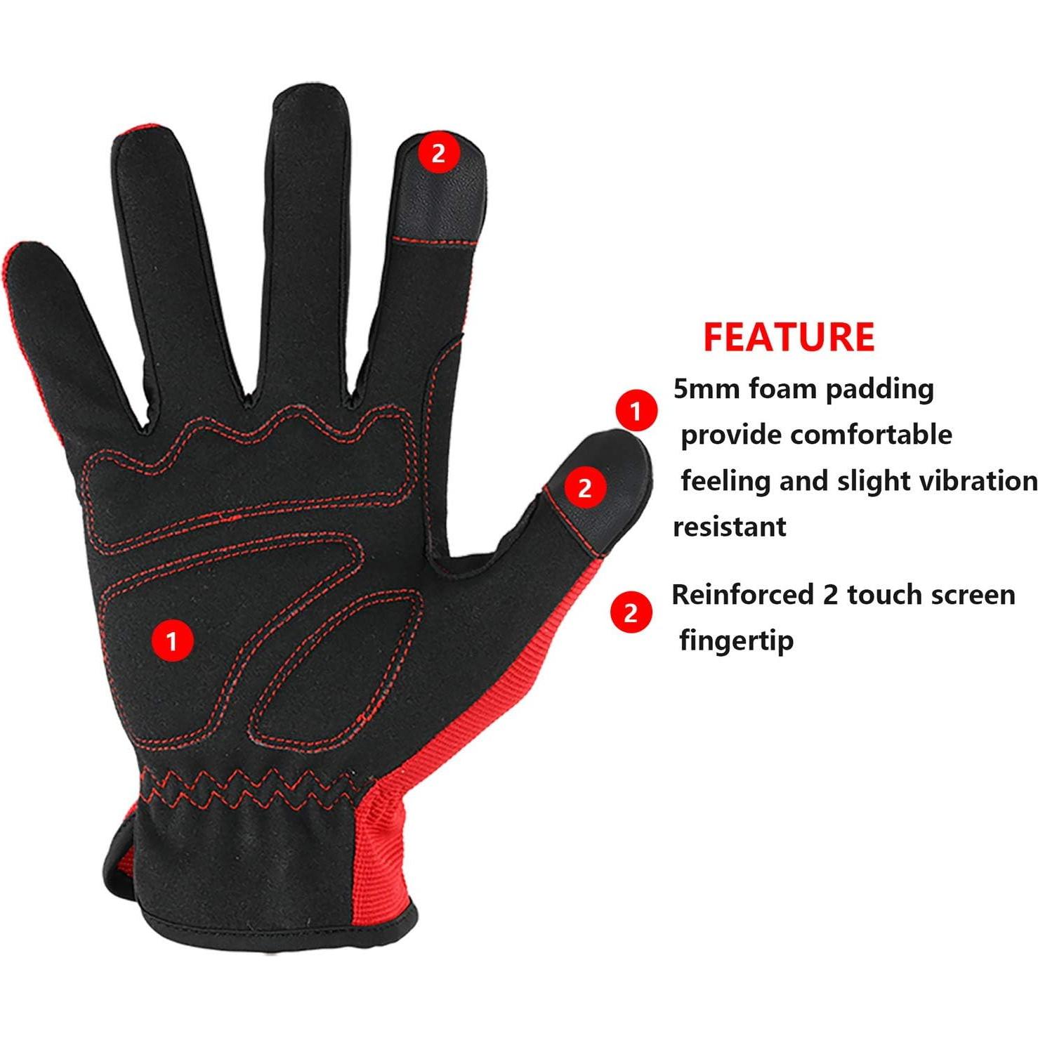 DULFINE Guantes de Trabajo Medianos Rojo 3 Pares Alta Destreza