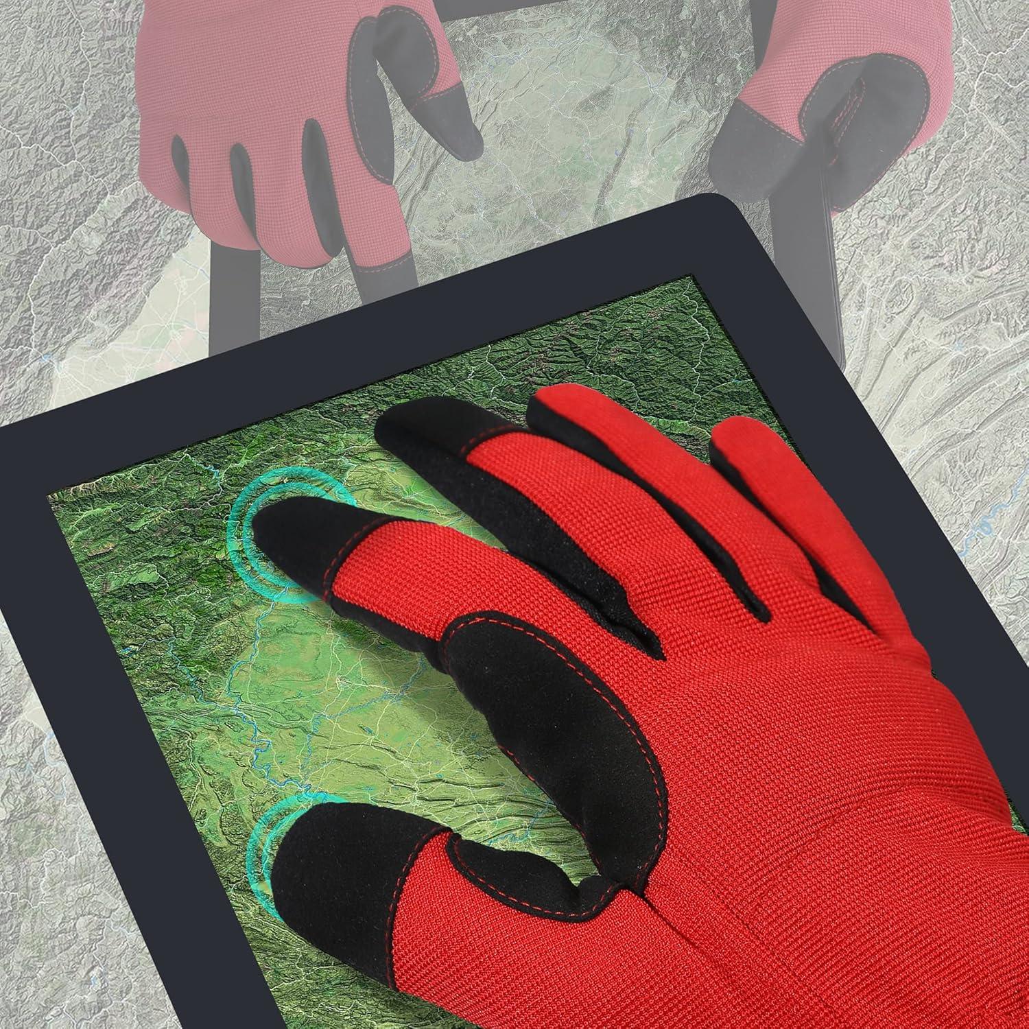 DULFINE Guantes de Trabajo Medianos Rojo 3 Pares Alta Destreza