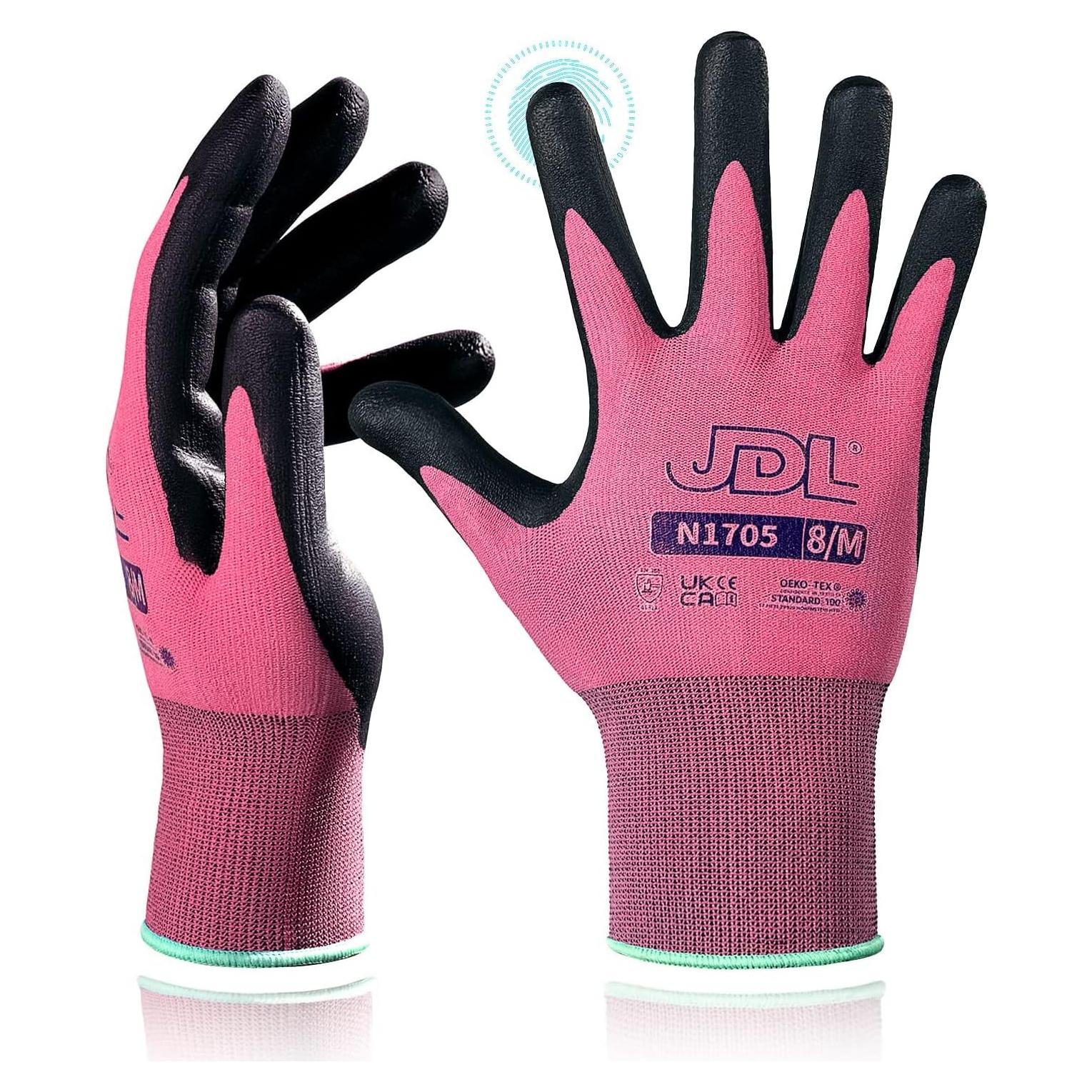 Guantes de Trabajo JDL Safety Nitrilo Jardinería Talla M 3 Pzas