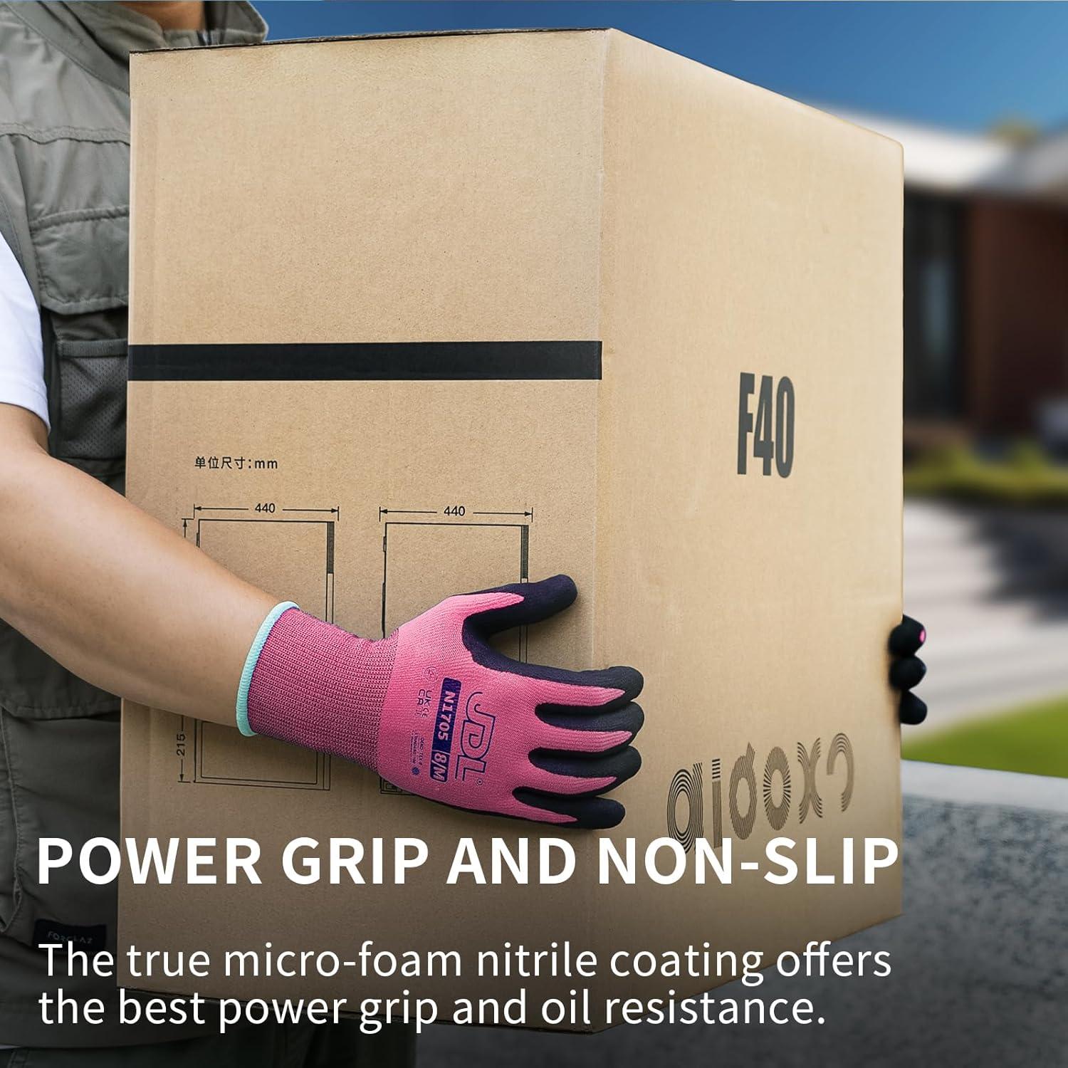 Guantes de Trabajo JDL Safety Nitrilo Jardinería Talla M 3 Pzas