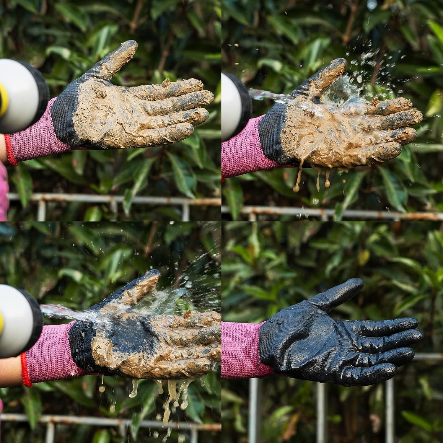 Guantes de Trabajo JDL Safety Nitrilo Jardinería Talla M 3 Pzas