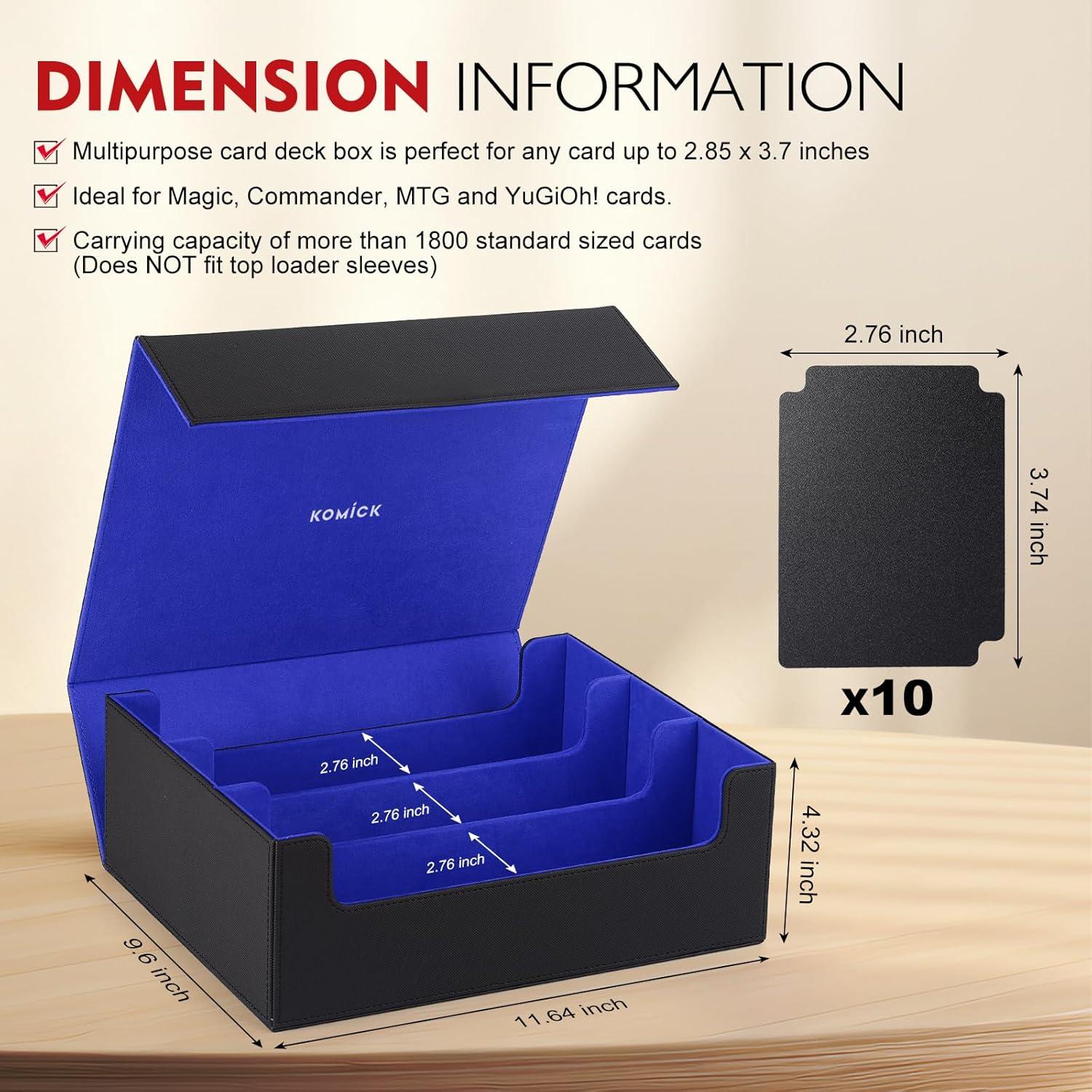 Caja de Cartas Komick 1800+ Cuero PU Negro/Azul 29.5x24.5cm