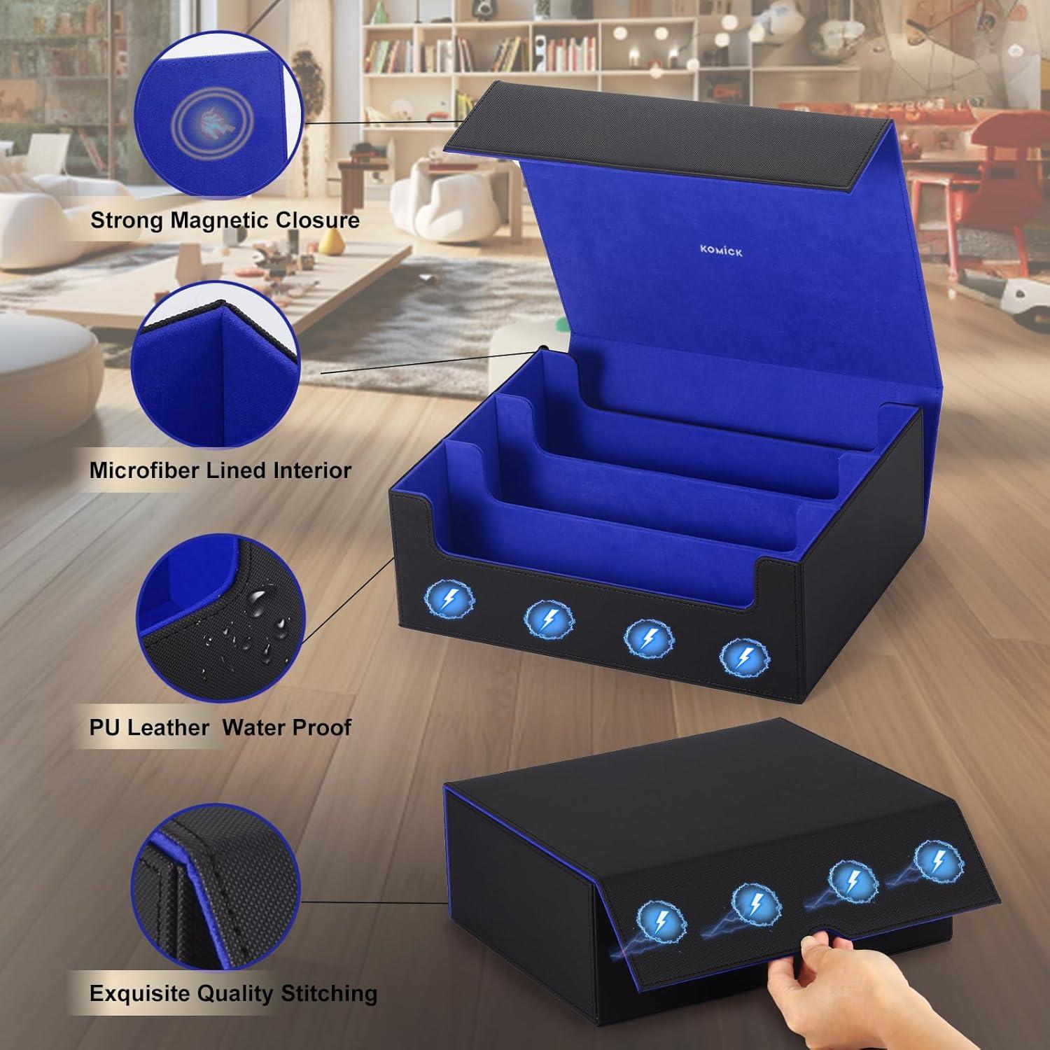 Caja de Cartas Komick 1800+ Cuero PU Negro/Azul 29.5x24.5cm