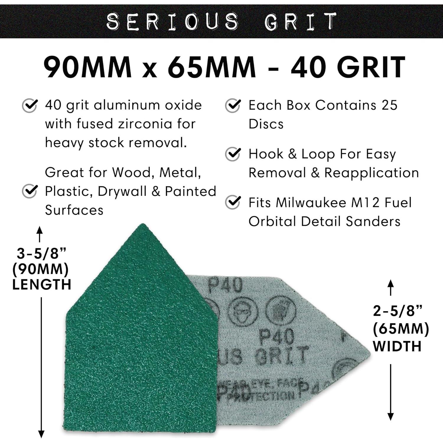 Hojas de Lijado Triangulares Serious Grit 40 Granos 90x65mm