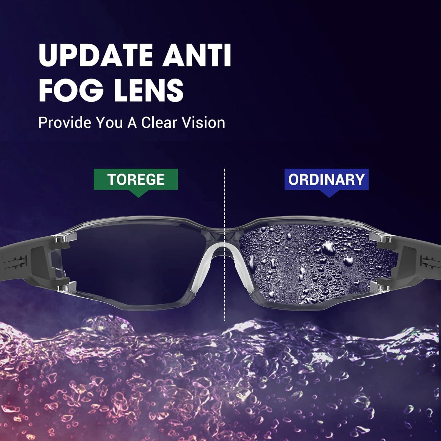 Gafas de Seguridad TOREGE Antivaho y Ajustables para Ojos