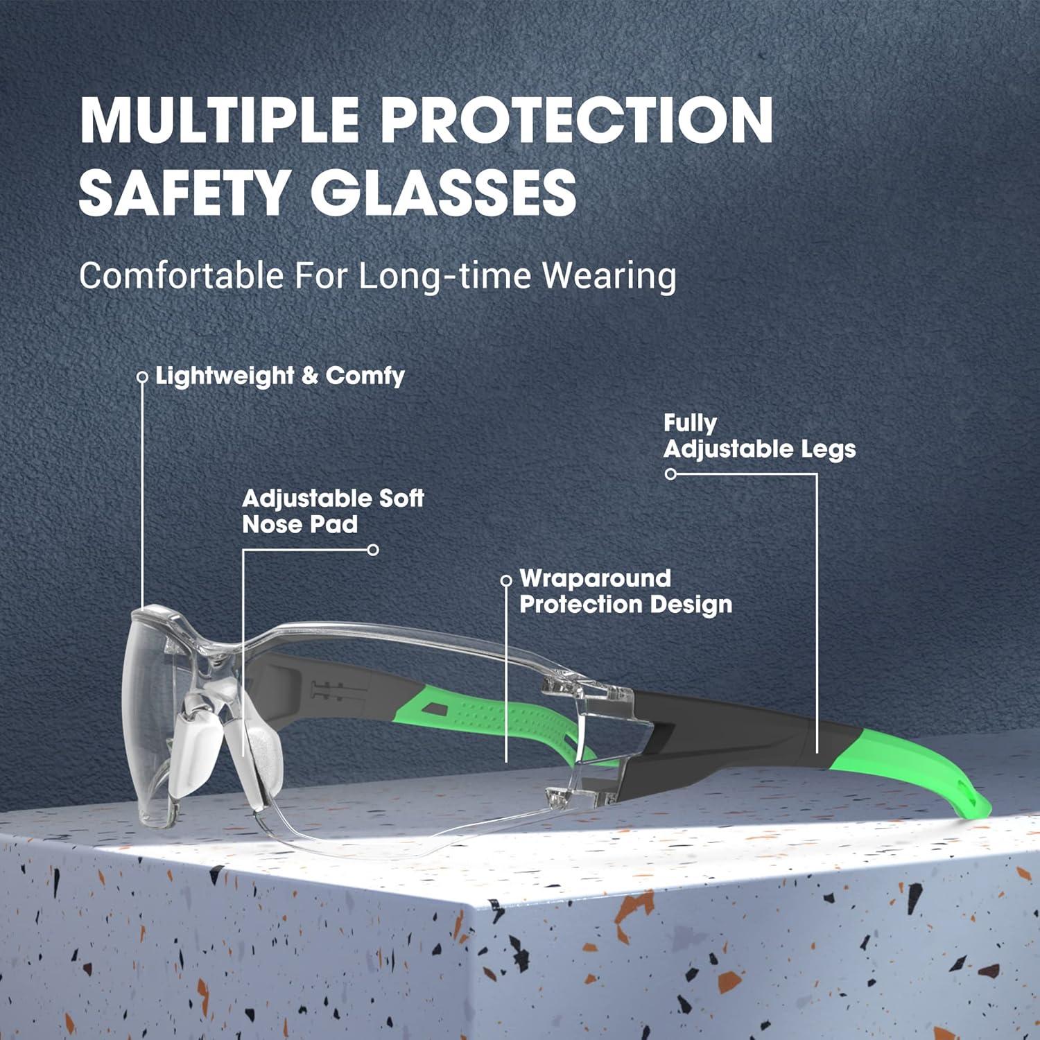 Gafas de Seguridad TOREGE Antivaho y Ajustables para Ojos