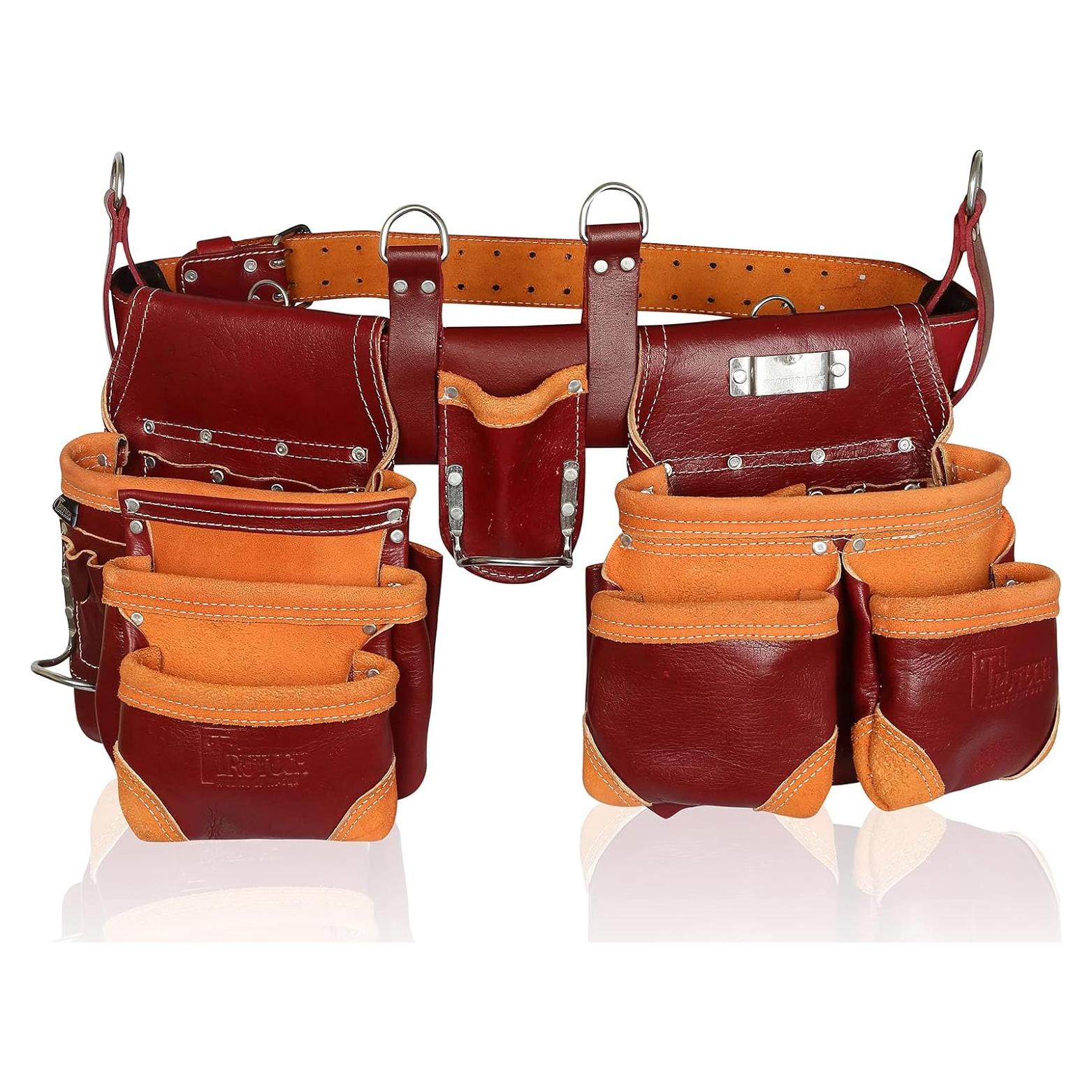 Cinturón de herramientas TRUTUCH de cuero 18 bolsillos Marrón