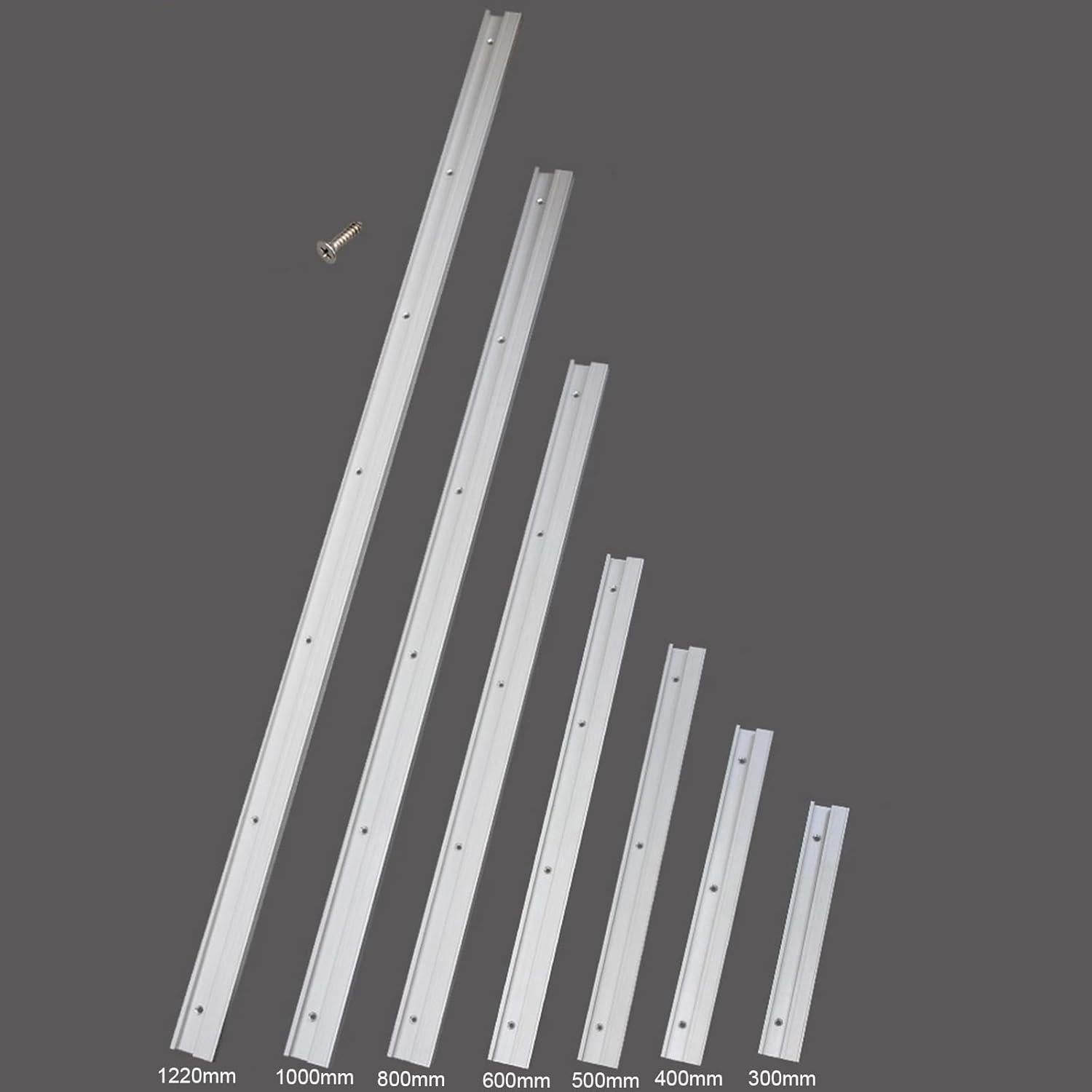 Riel de Inglete Tipo T 45mm Aluminio PerGar 1000mm Plateado